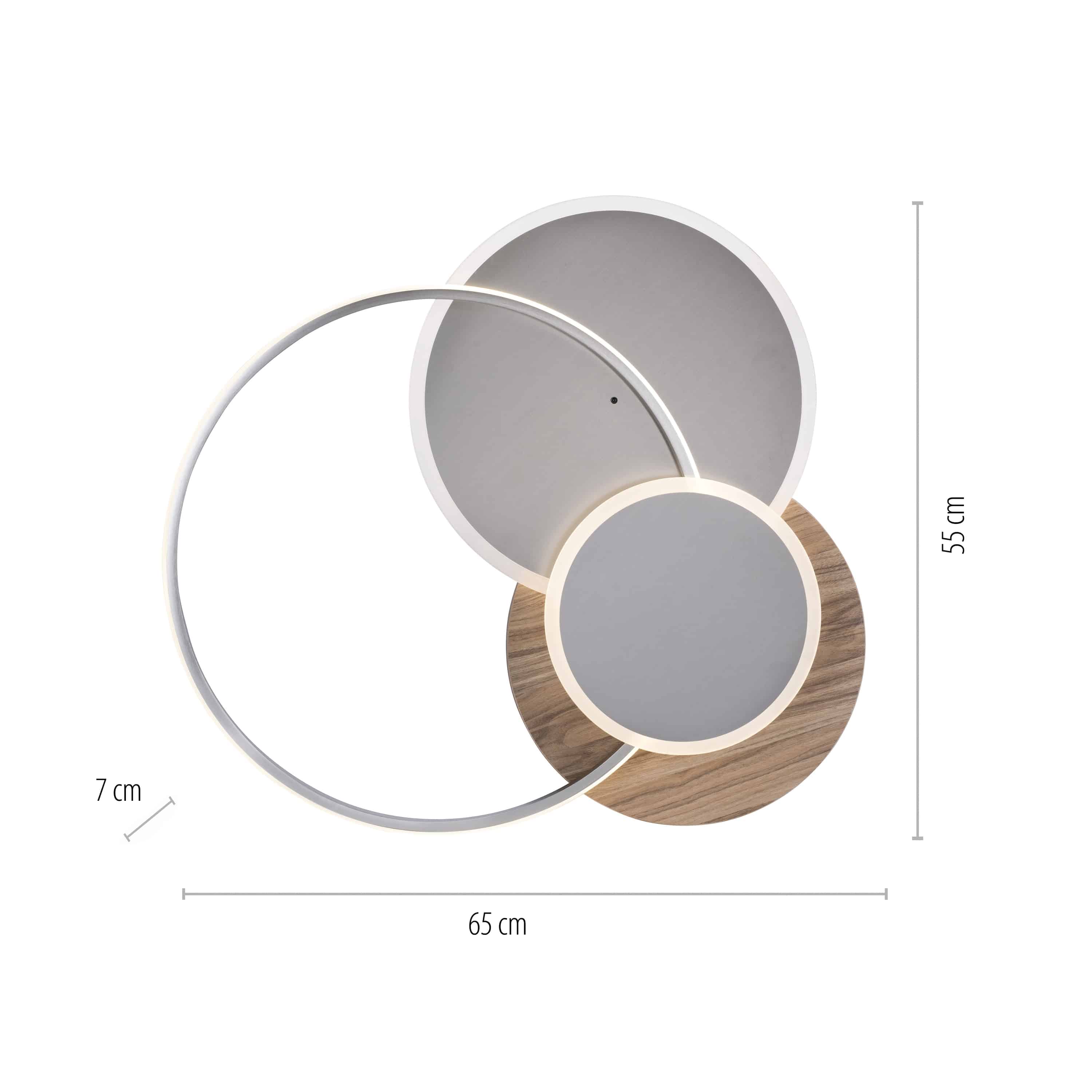 PAUL NEUHAUS LED-Deckenleuchte 8329-79 Silber-Holzdekor, 50 W, 6000 lm, CCT