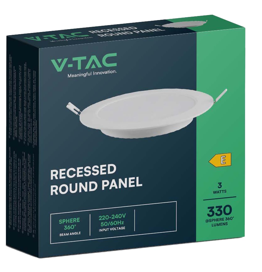 V-TAC LED-Einbauleuchte VT-61003, EEK: E, 3 W, 330 lm, 4000 K