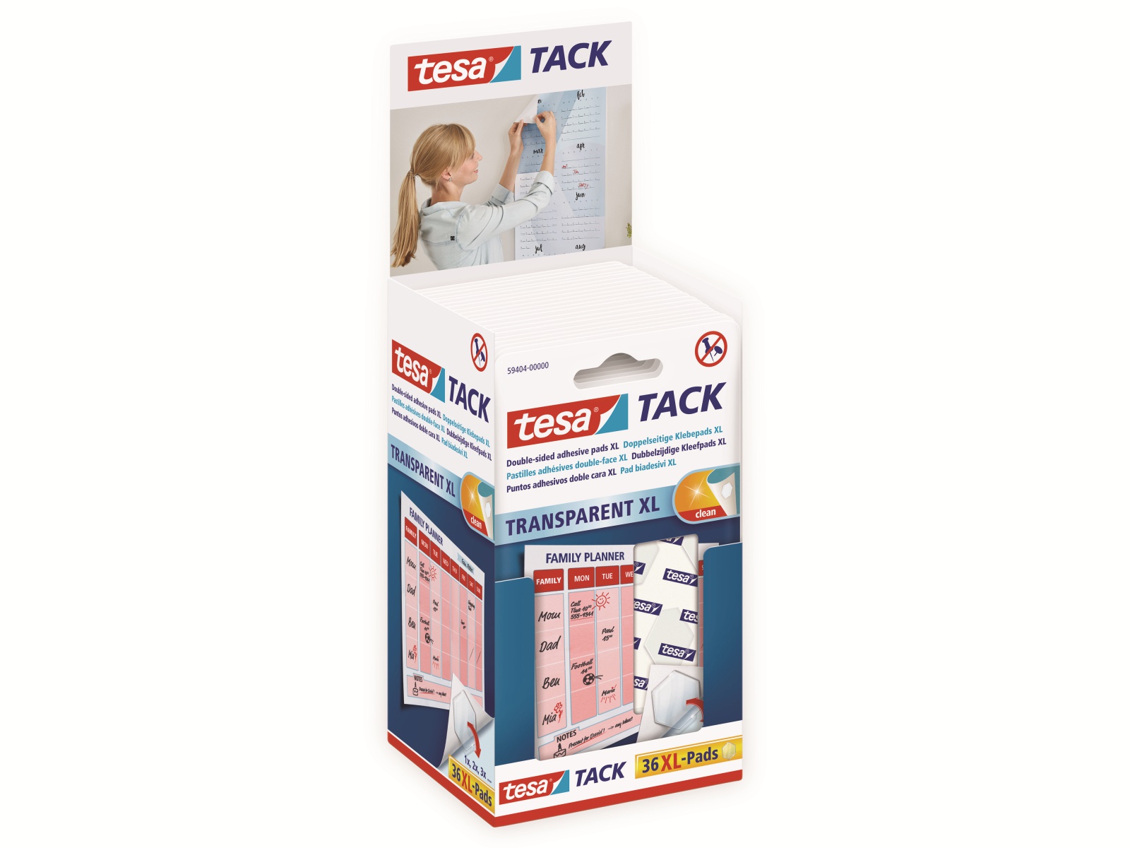 TESA Tack® Doppelseitige Klebepads XL, 36 Stück, 59404-00000-00