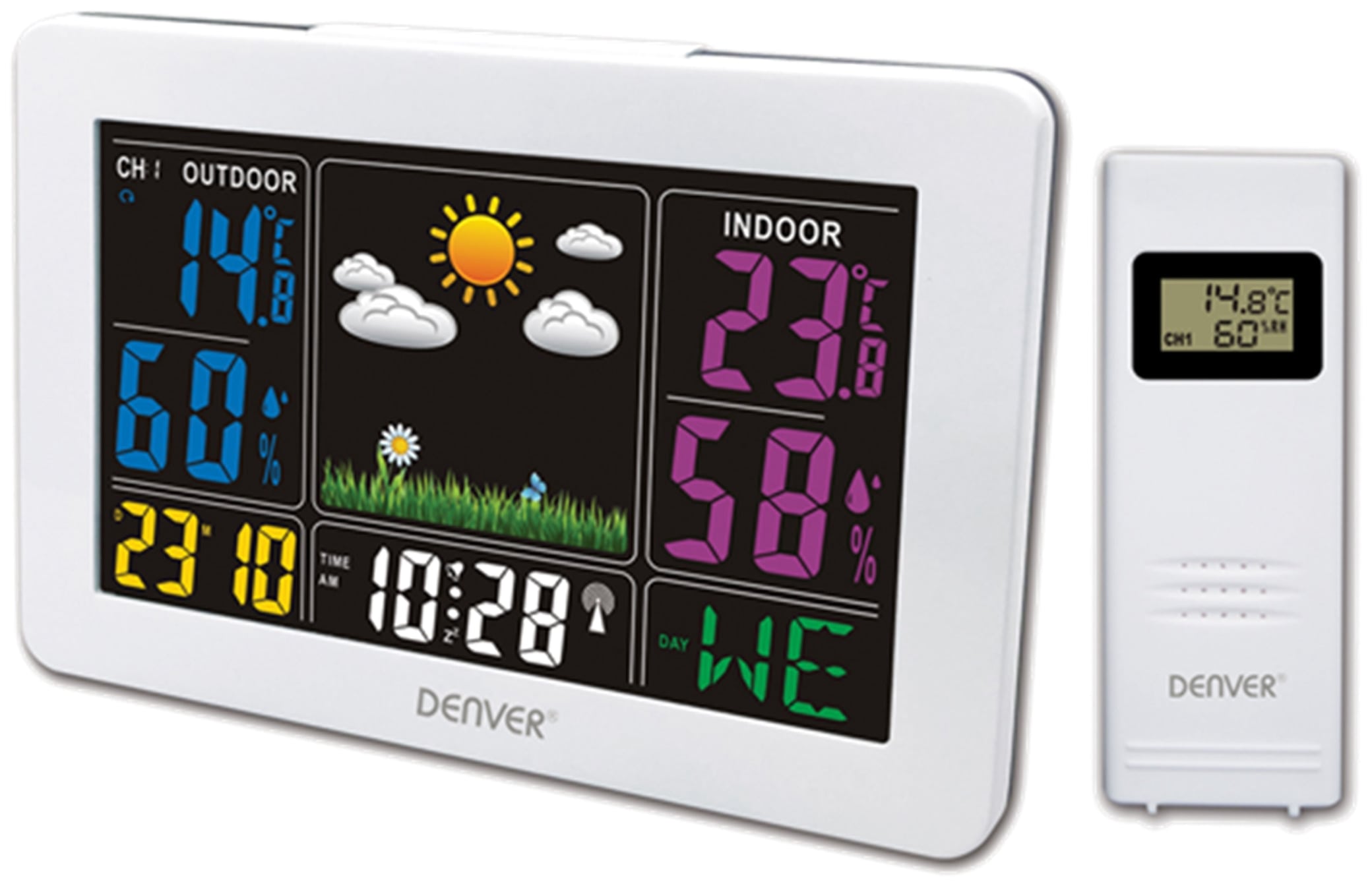 DENVER Wetterstation WS-540, weiß, mit Farbdisplay