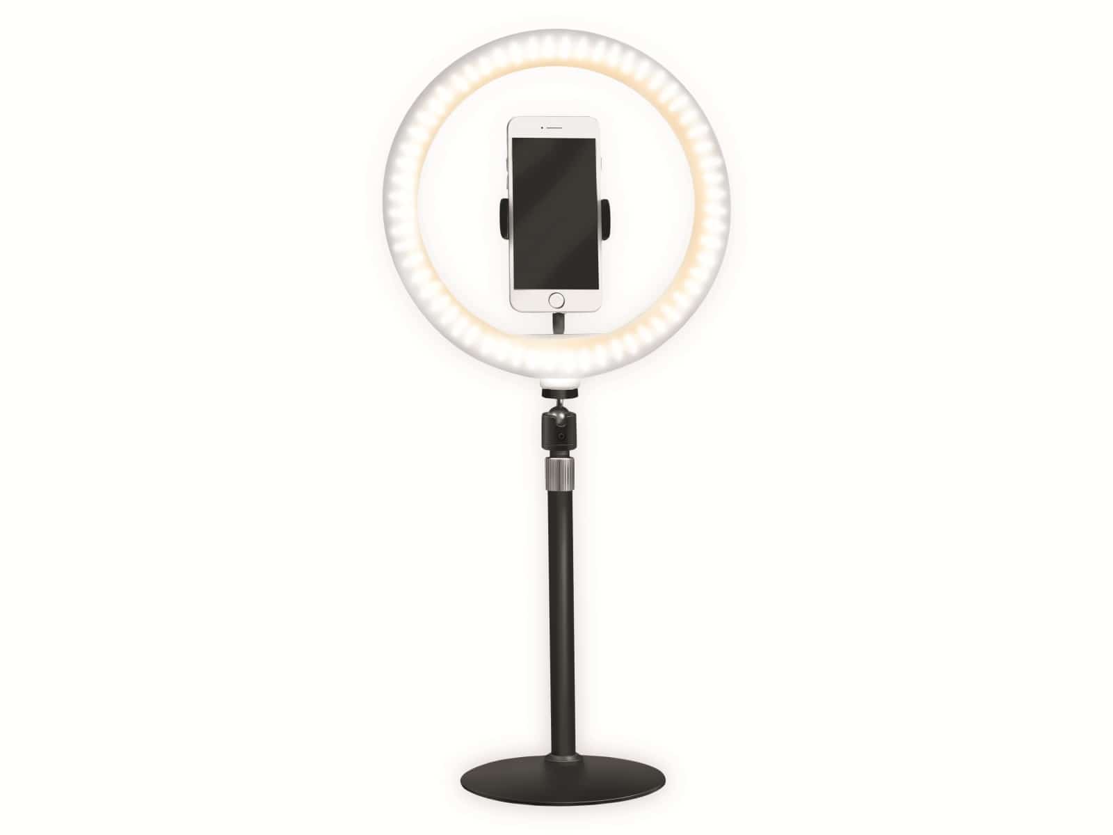 LOGILINK Smartphone-LED-Ringlicht AA0152, Ø25cm, Stativ, Fernauslöser, Lichtregler