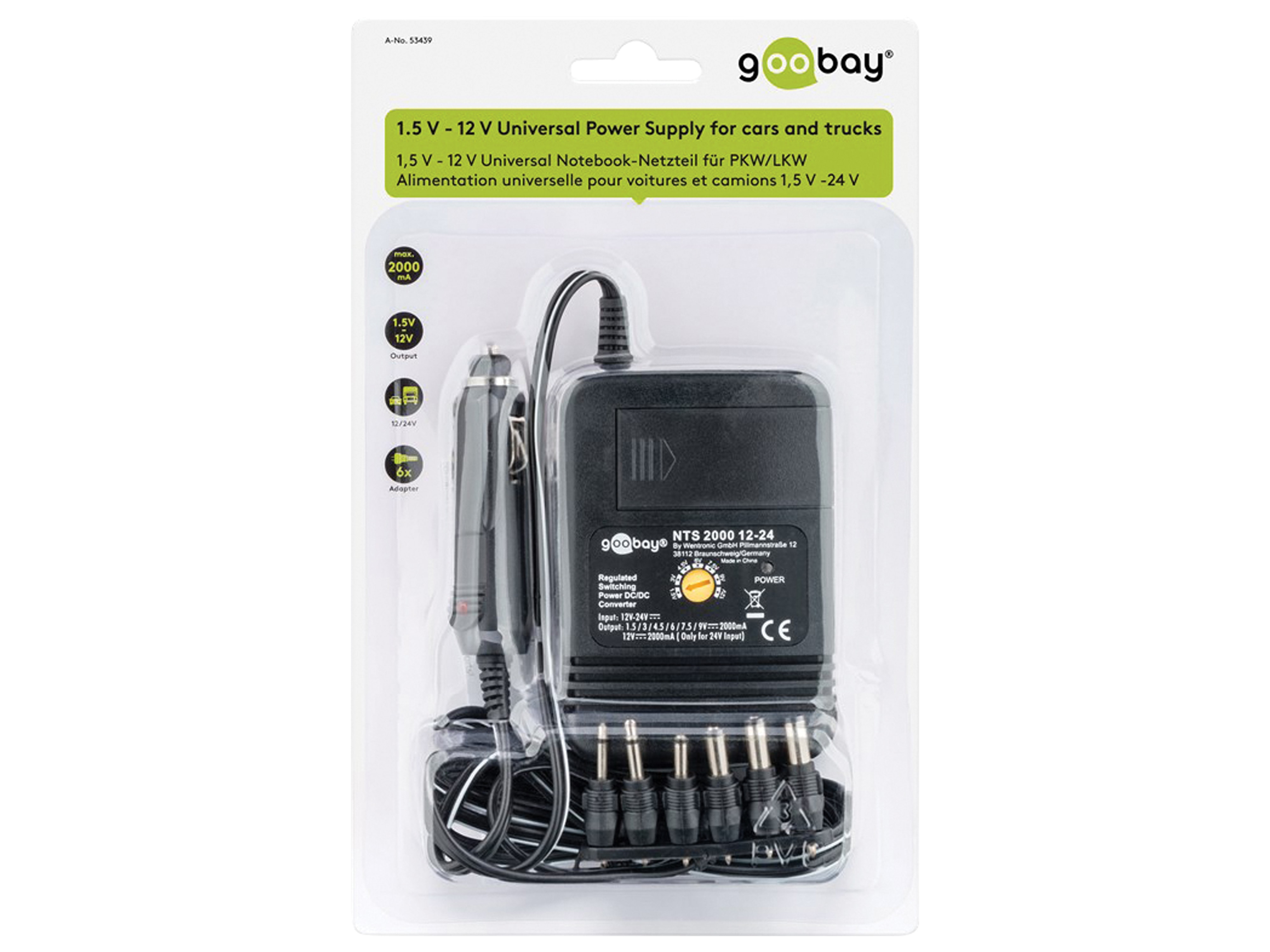 GOOBAY Notebook-Netzteil 53439, 1,5...12 V-, 2 A, schwarz