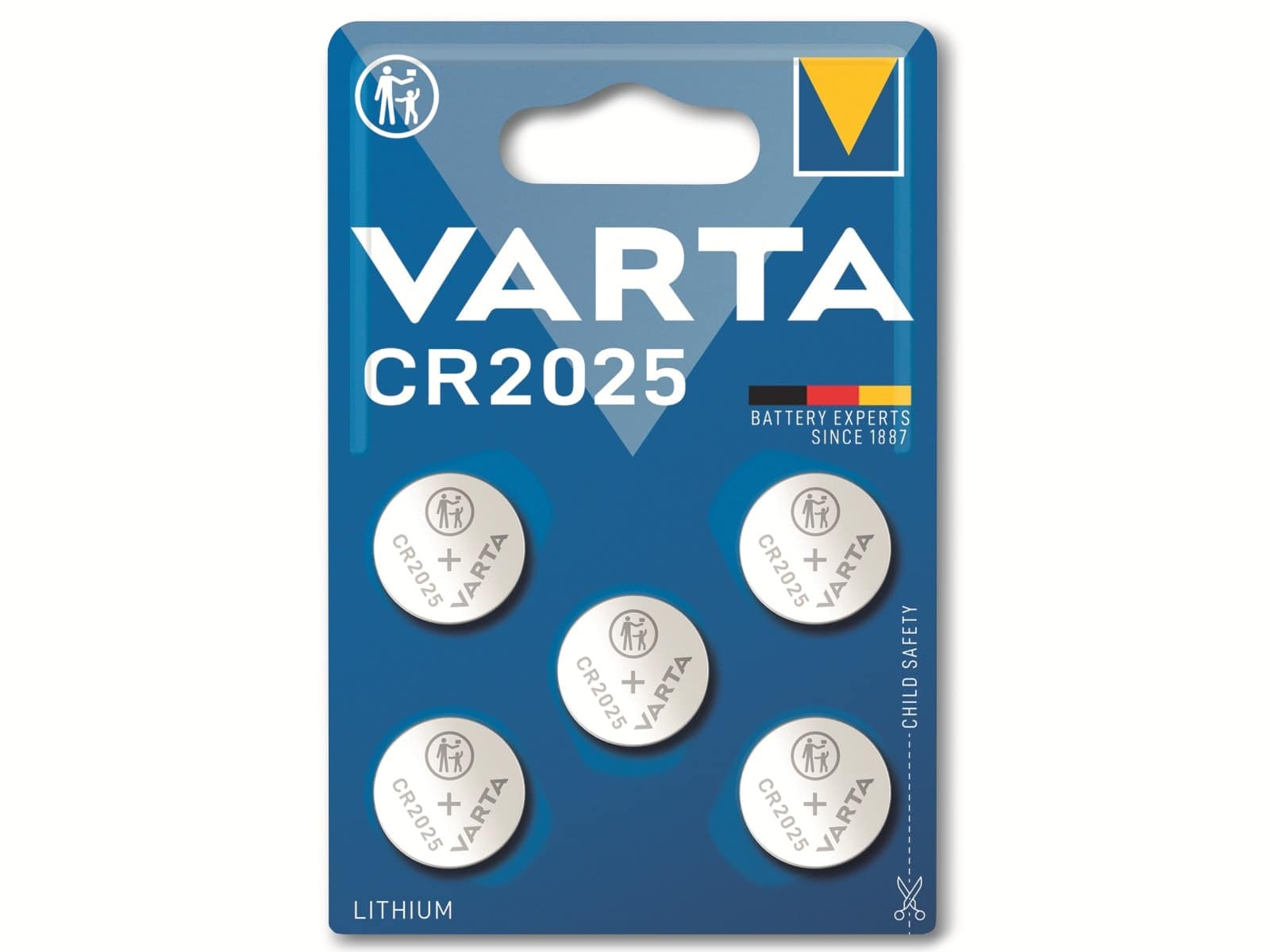 VARTA Knopfzelle Lithium, CR2025,  3V 5 Stück