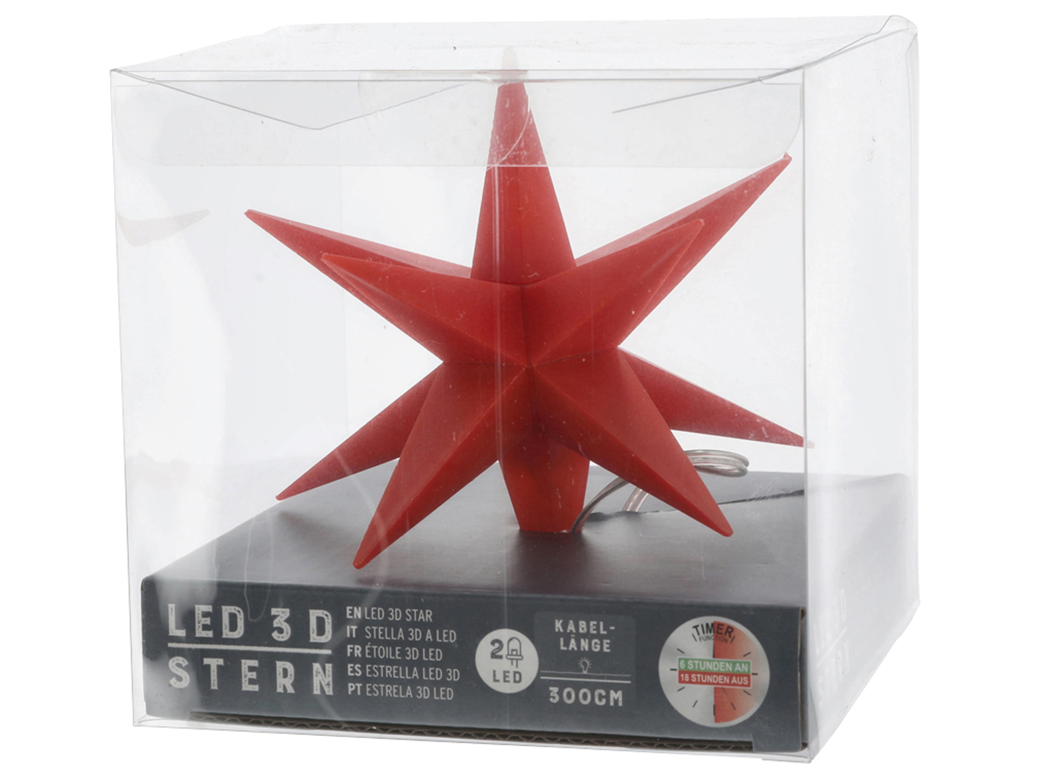 LED-Stern, 2 LEDs, 11 cm, zur Aufhängung, rot