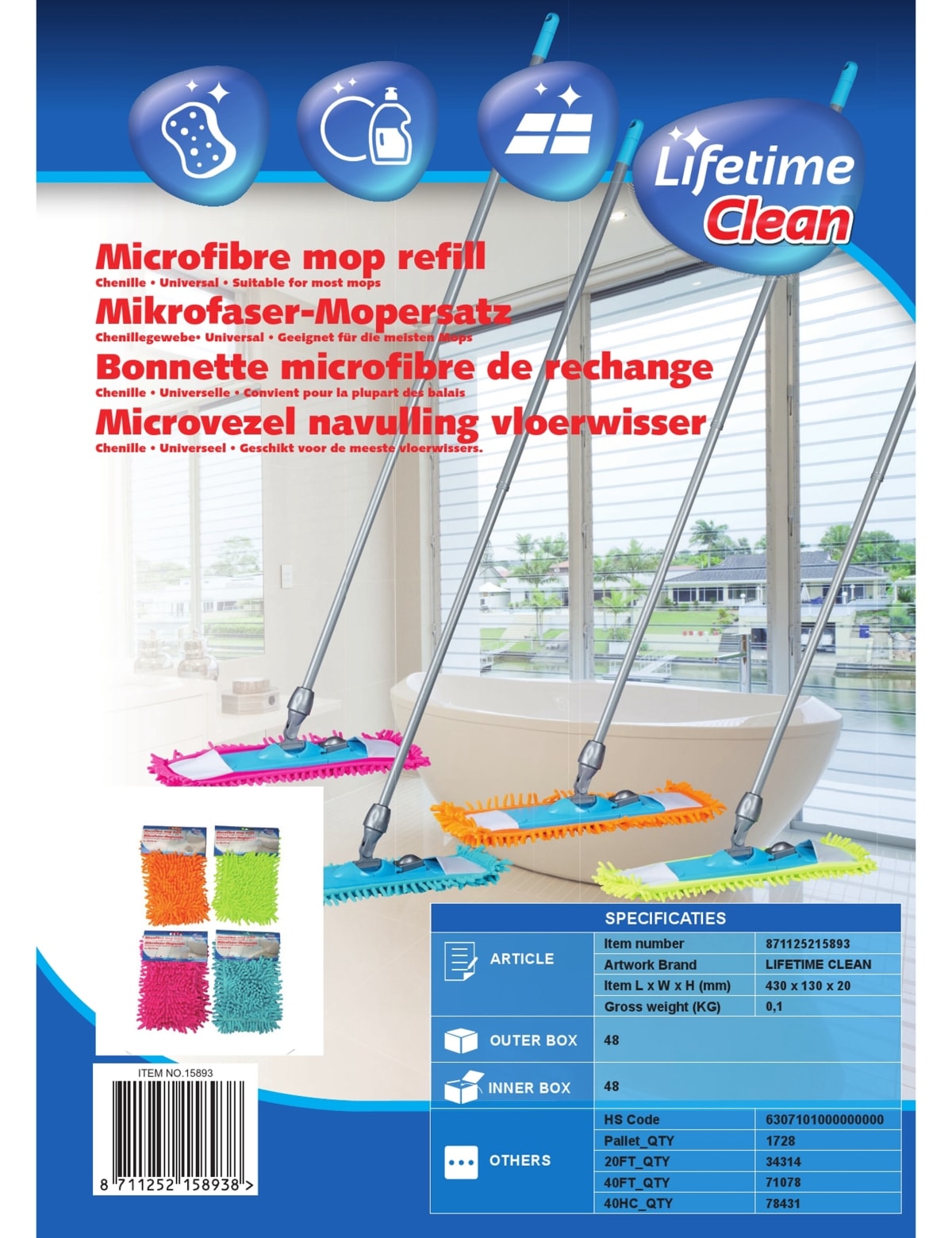 LIFETIME Mopersatz CLEAN, 43x13 cm