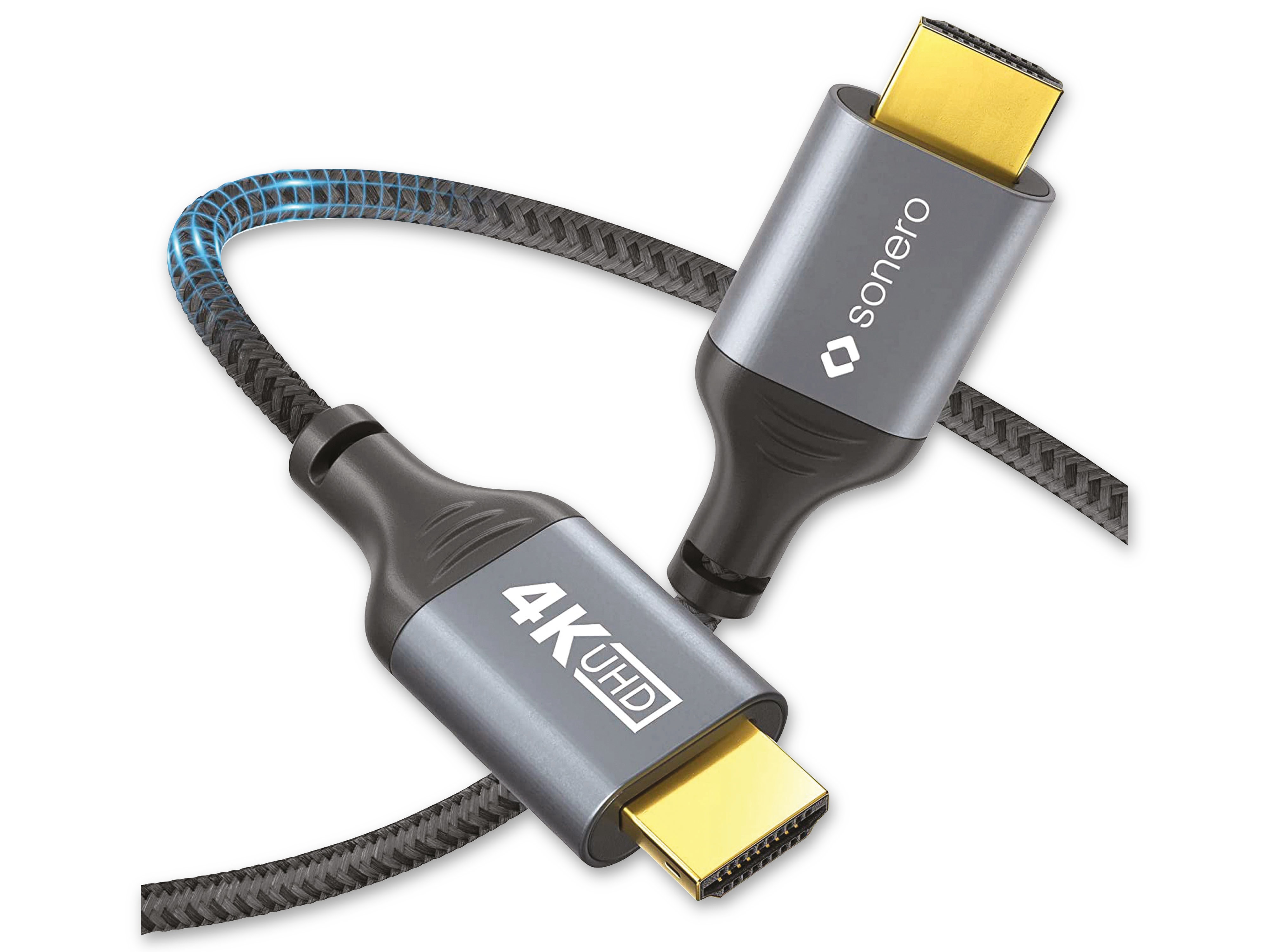 SONERO HDMI-Kabel 4K60, grau/schwarz, 3 m