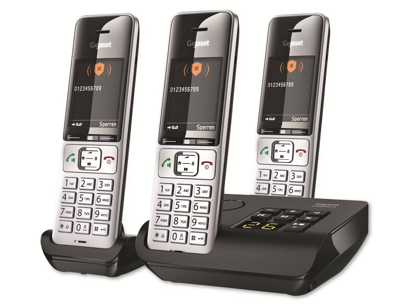 GIGASET Telefon Comfort 500A, trio, silber-schwarz