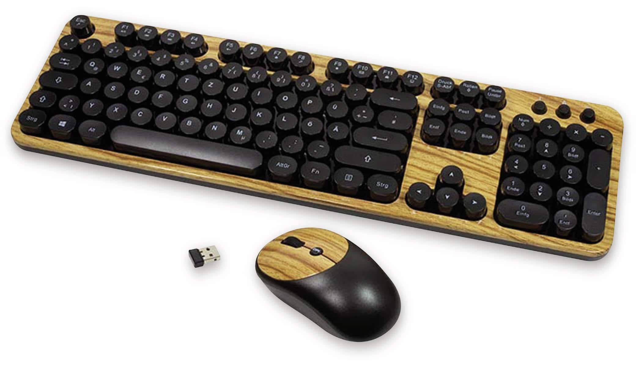 LogiLink Funk Tastatur- und Maus-Set ID0176, Retro Wood