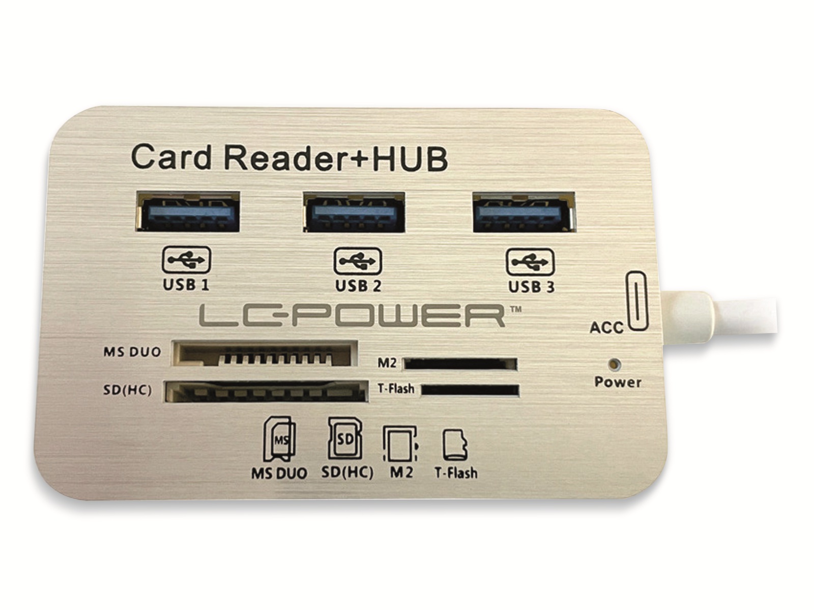 LC POWER USB-Hub LC-HUB-C-CR, USB 3.0 Typ-C, 3-port, Card-Reader