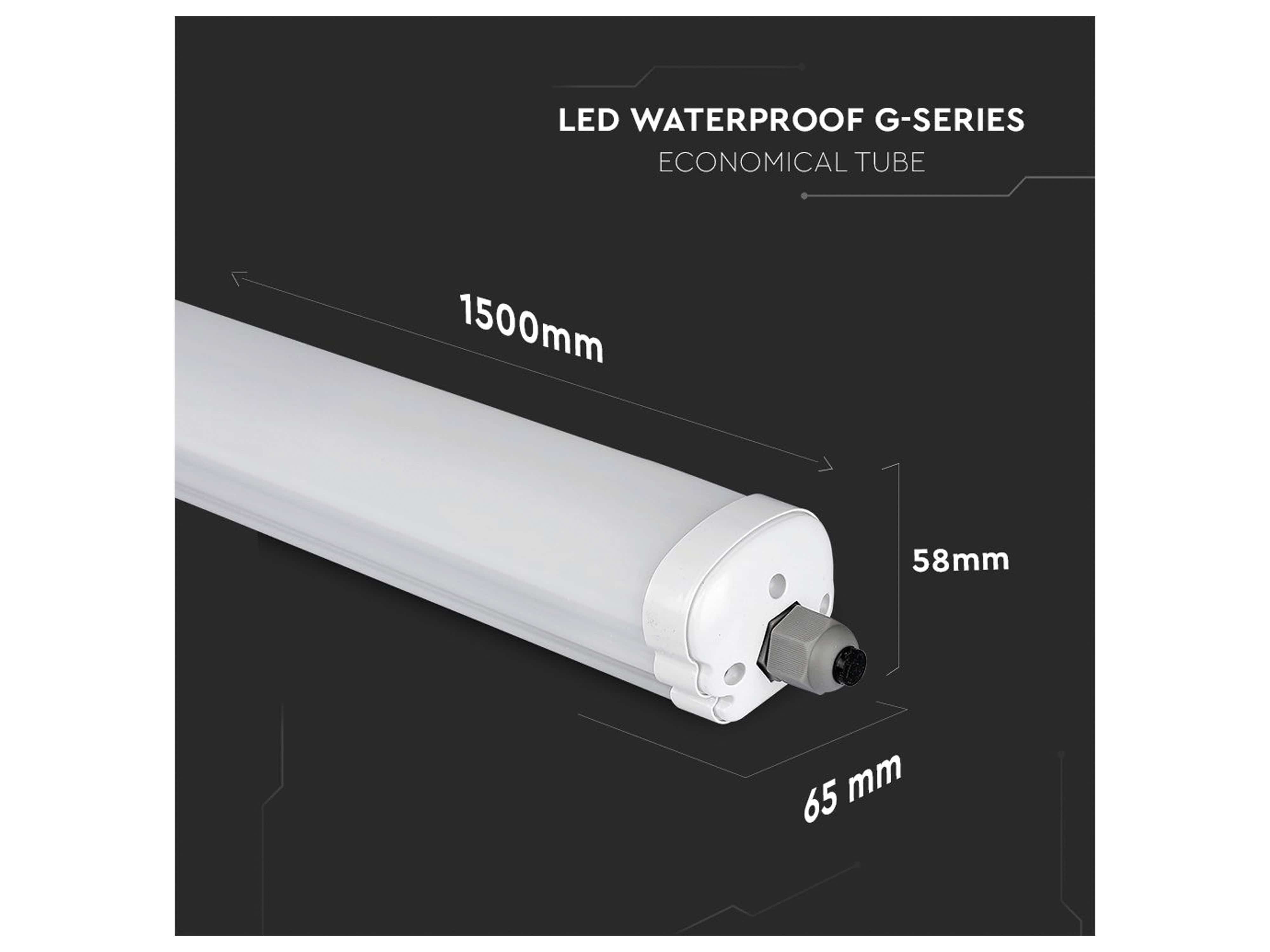 V-TAC LED-Feuchtraum-Wannenleuchte VT-1574-N, EEK: E, 48 W, 5760 lm, 6500 K, 1500 mm