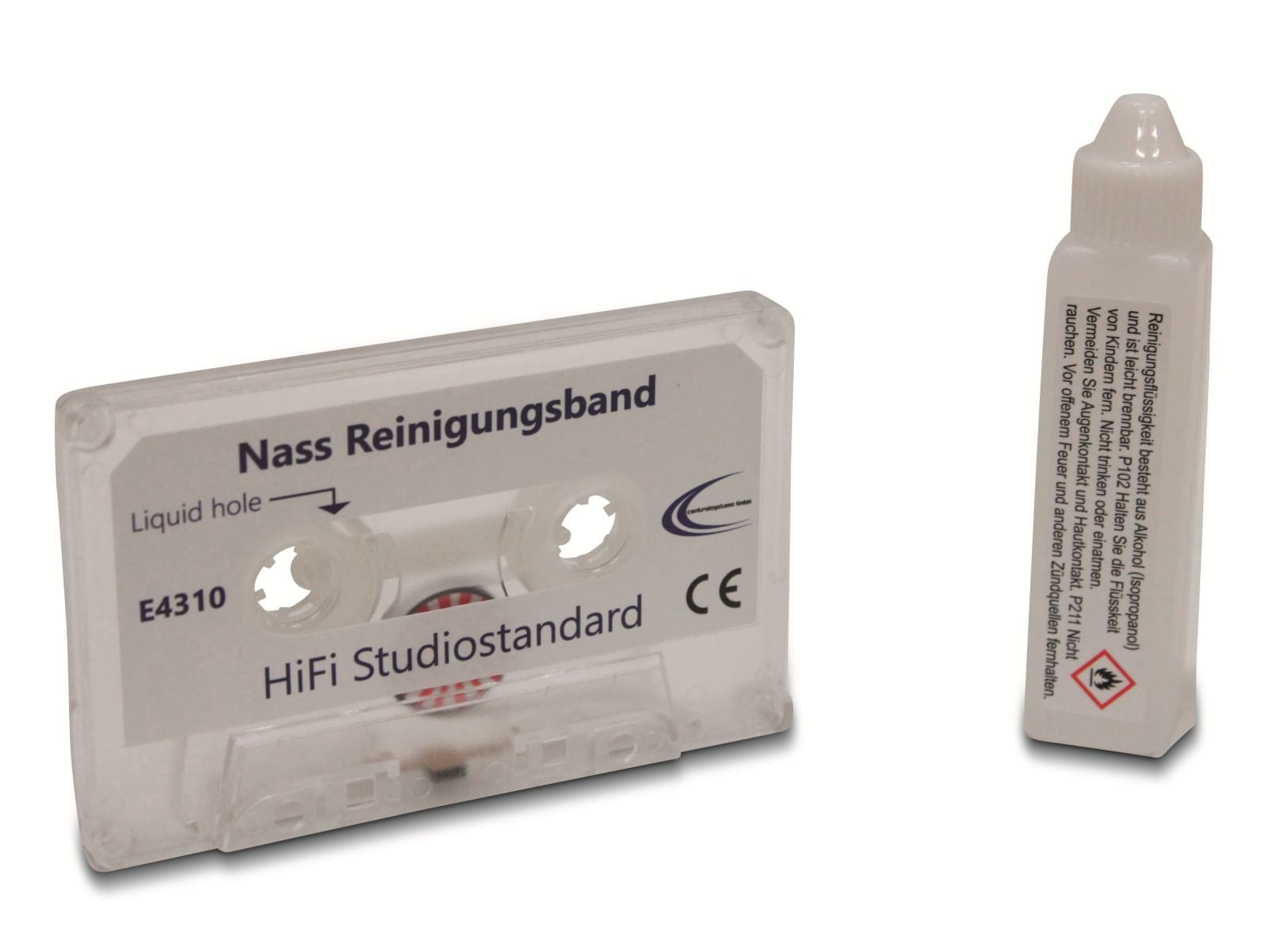 Reinigungskassette für Kassettenrekorder, mit Reinigungsflüssigkeit