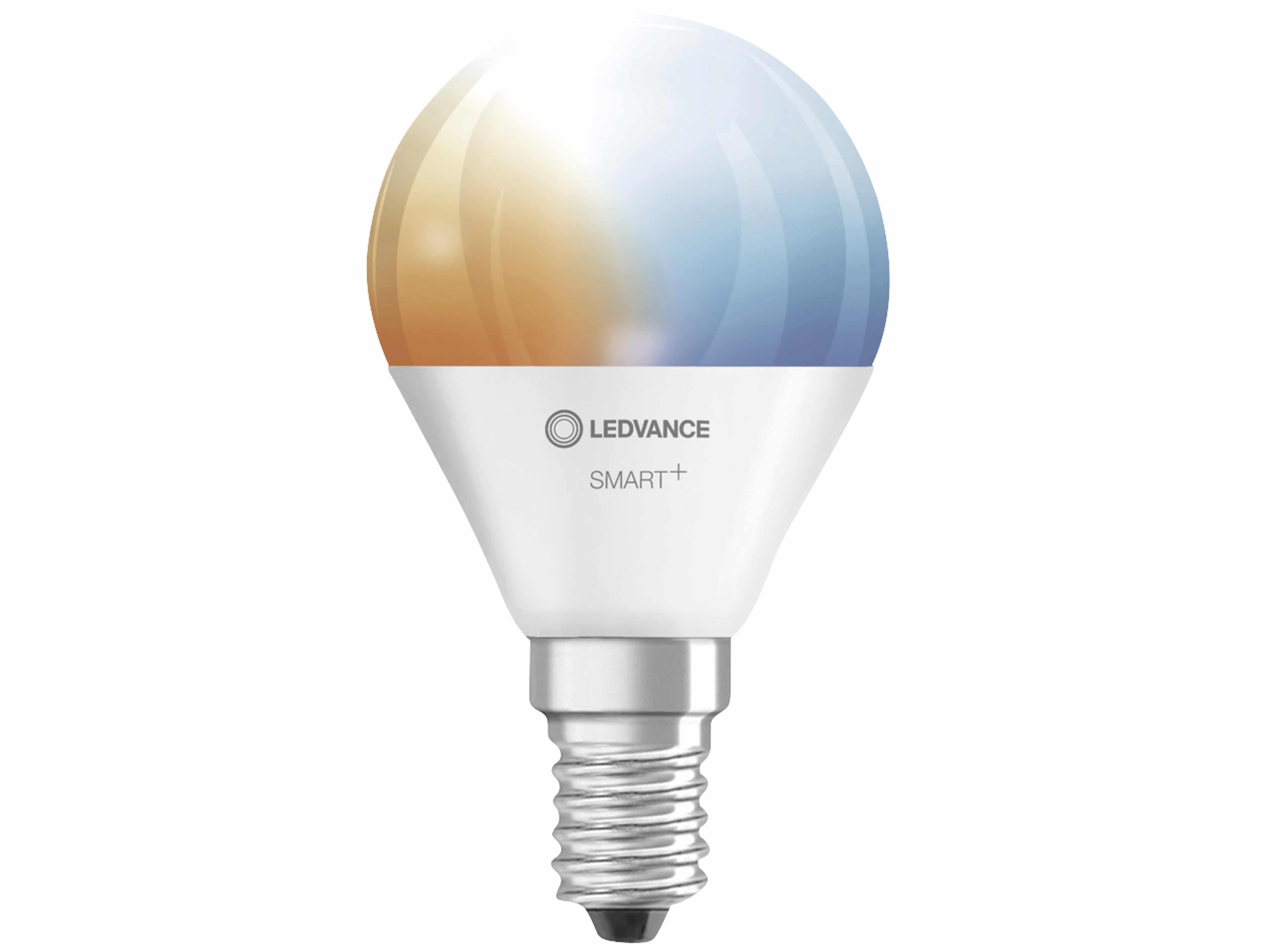 LEDVANCE LED-Lampe SMART+ WiFi Mini bulb, P46, E14, EEK: F, 4,9 W, 470 lm, 2700…6500 K, Smart, 3 St.