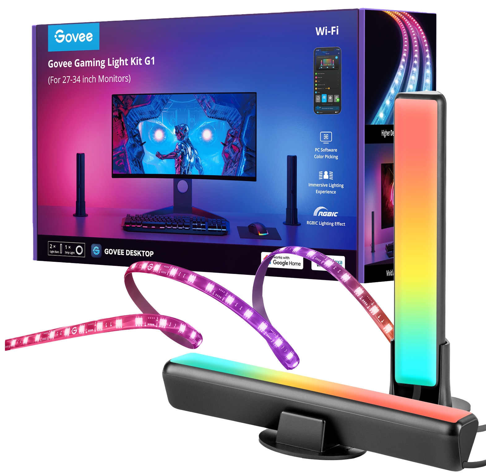 GOVEE LED-Leuchten-Kit für 27...34" PC Monitore, EEK: G, Wi-Fi, Bluetooth