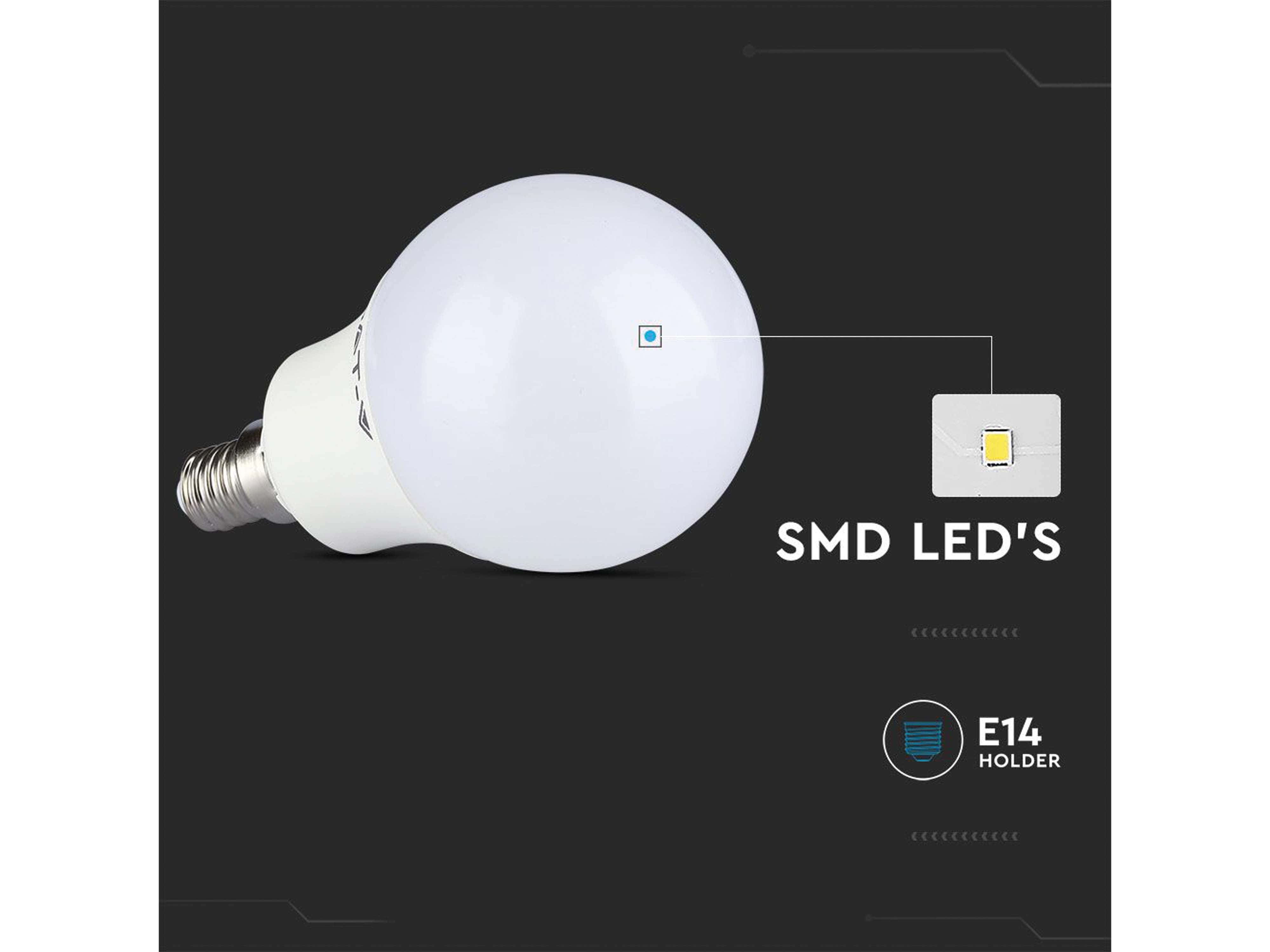 V-TAC LED-Lampe VT-2234-N, E14, EEK: F, 4,8W, 470lm, 3000K