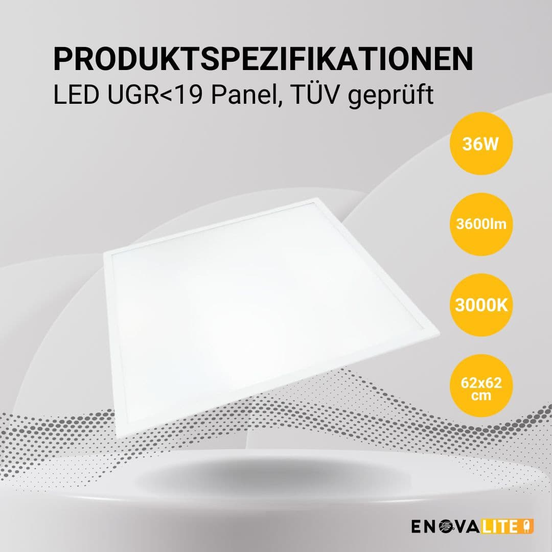 ENOVALITE LED-Panel, 36 W, 3600 lm, EEK: F, 620x620 mm, 3000 K