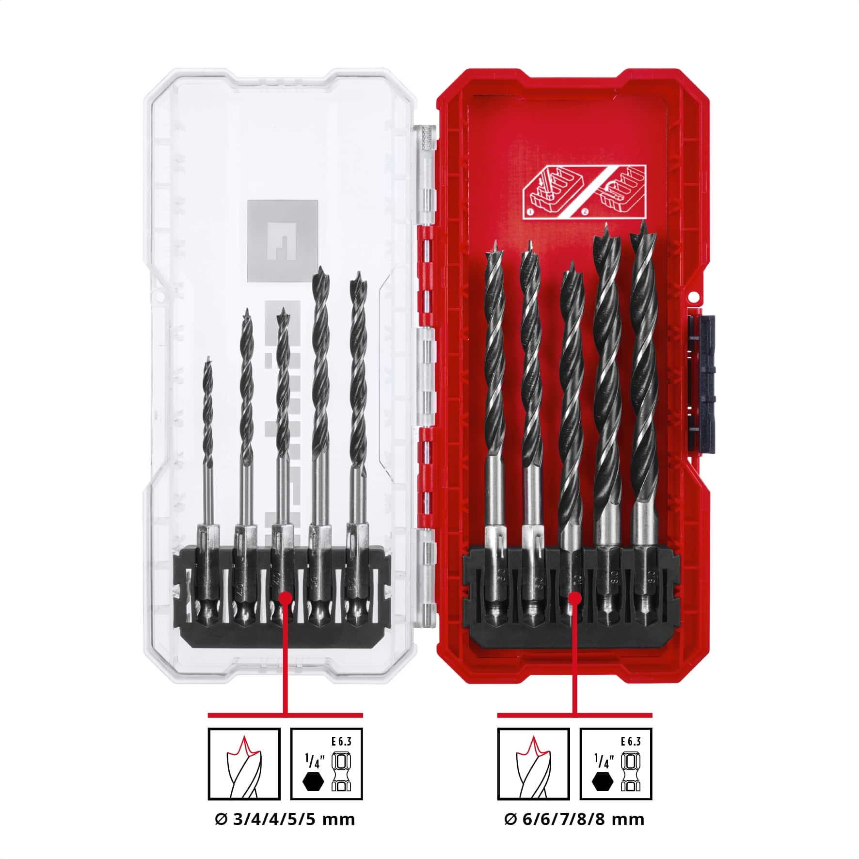 EINHELL Holzbohrer-Set, 108733, S-Case, 10-teilig