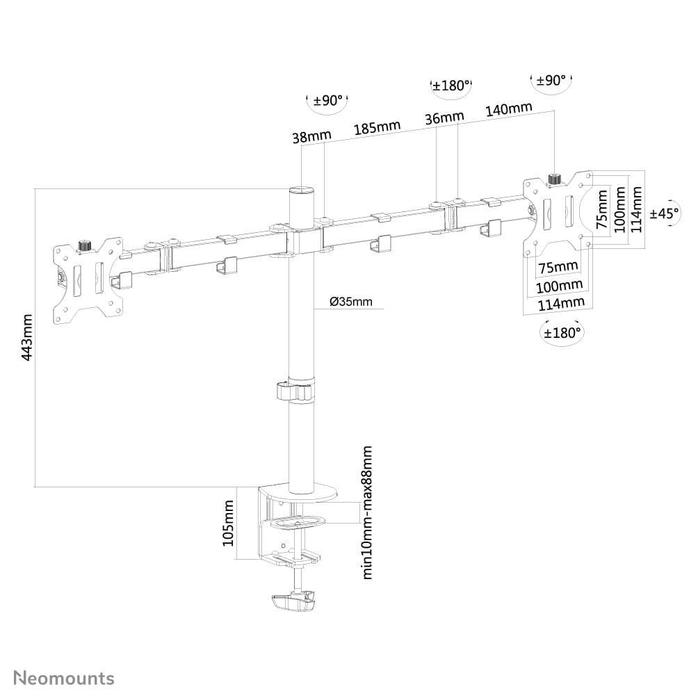 NEOMOUNTS by Newstar Tischhalterung 25,4 - 81,3 cm (10"-32"), max. 8 kg