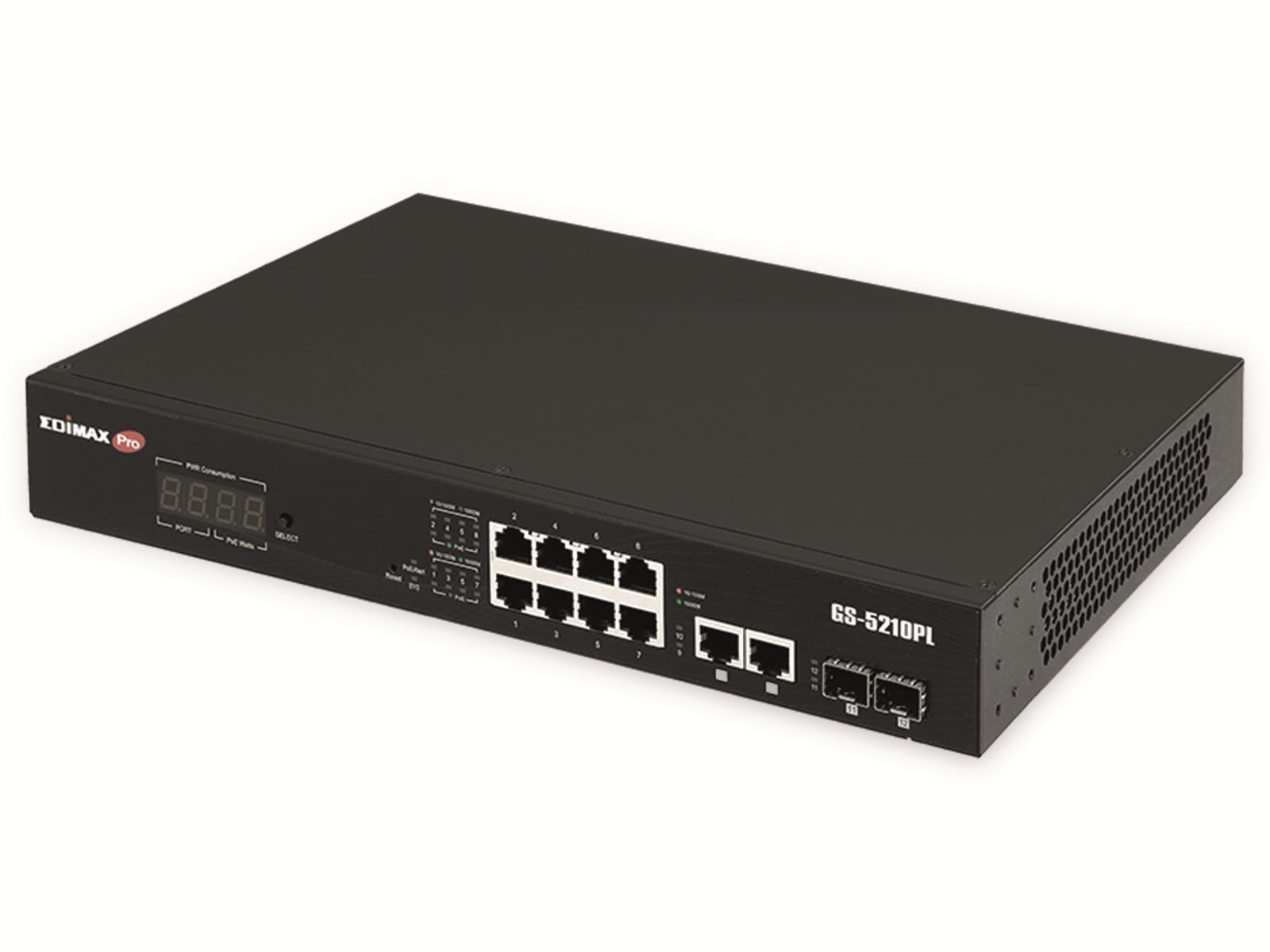 EDIMAX Gigabit-Switch GS-5210PL, 12-port, PoE+, 2x SFP+