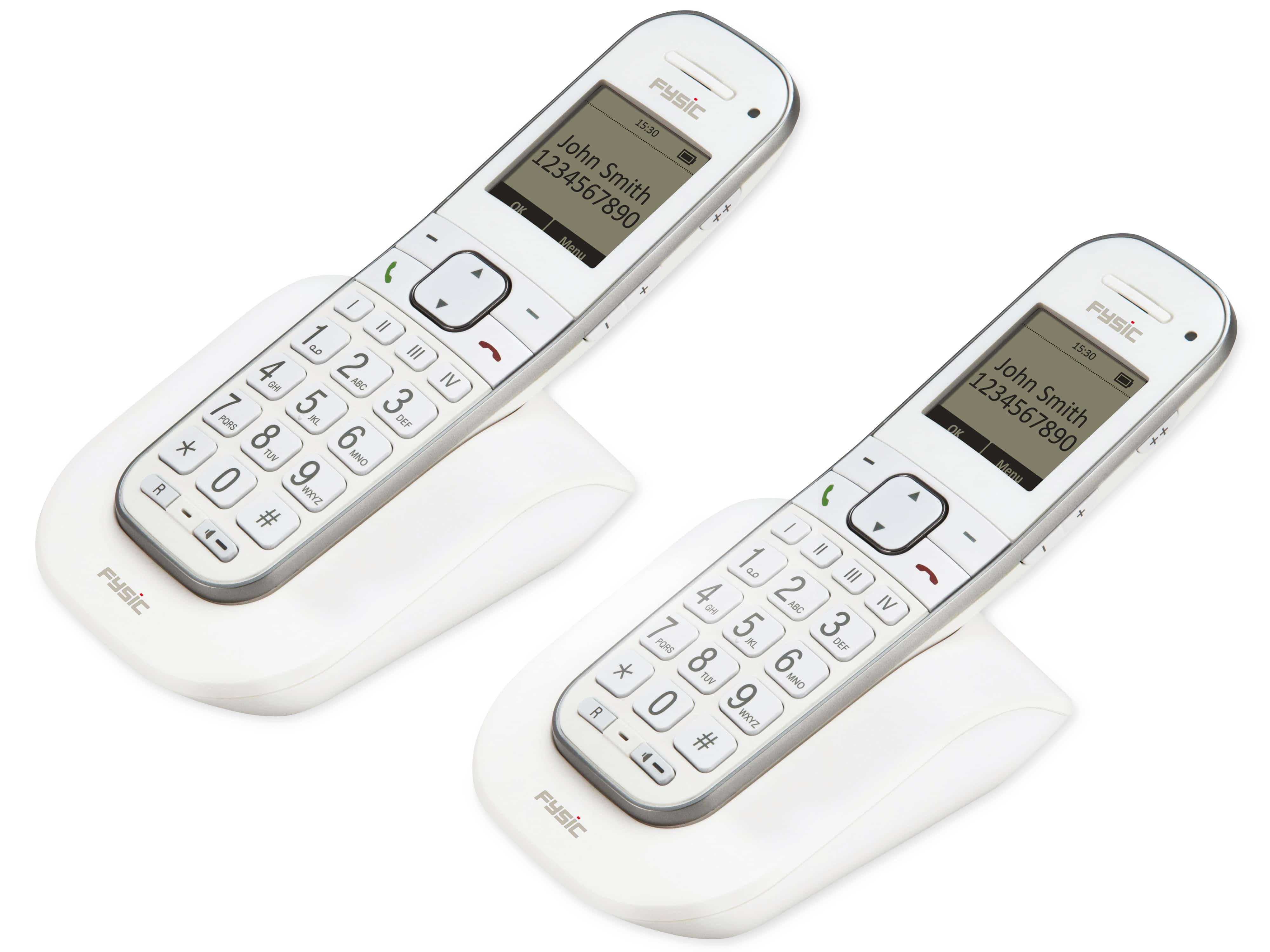 FYSIC DECT-Telefon FX-9000 DUO, mit 2 Mobilteilen, weiß