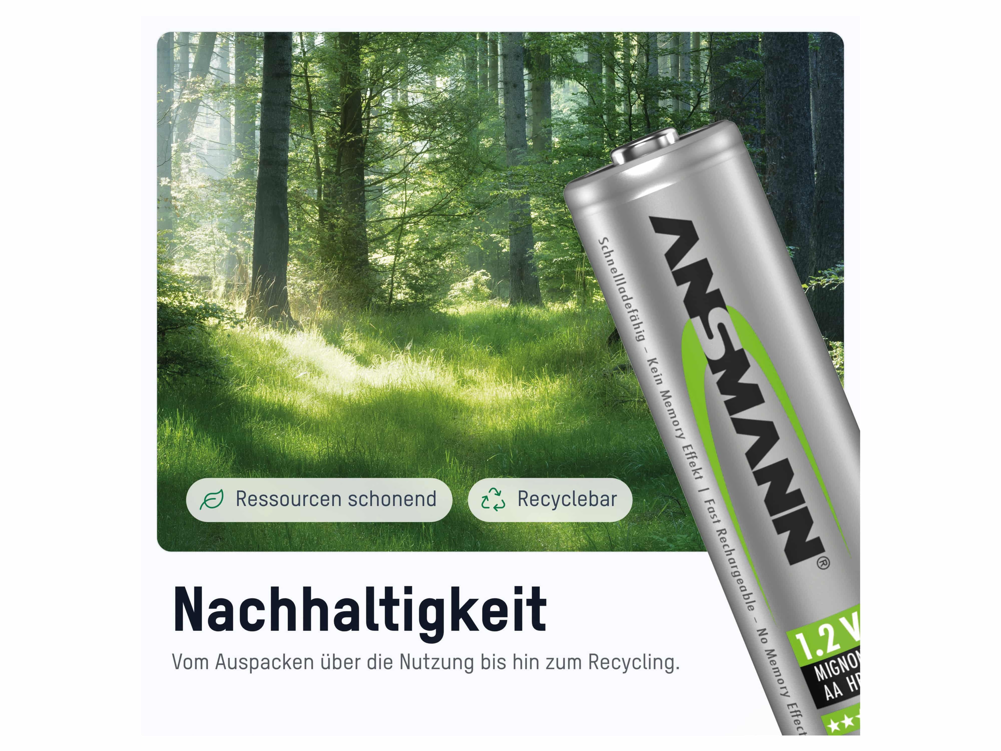 ANSMANN Solar NiMH Akku Mignon AA 800 mAh maxE 2-Stück 