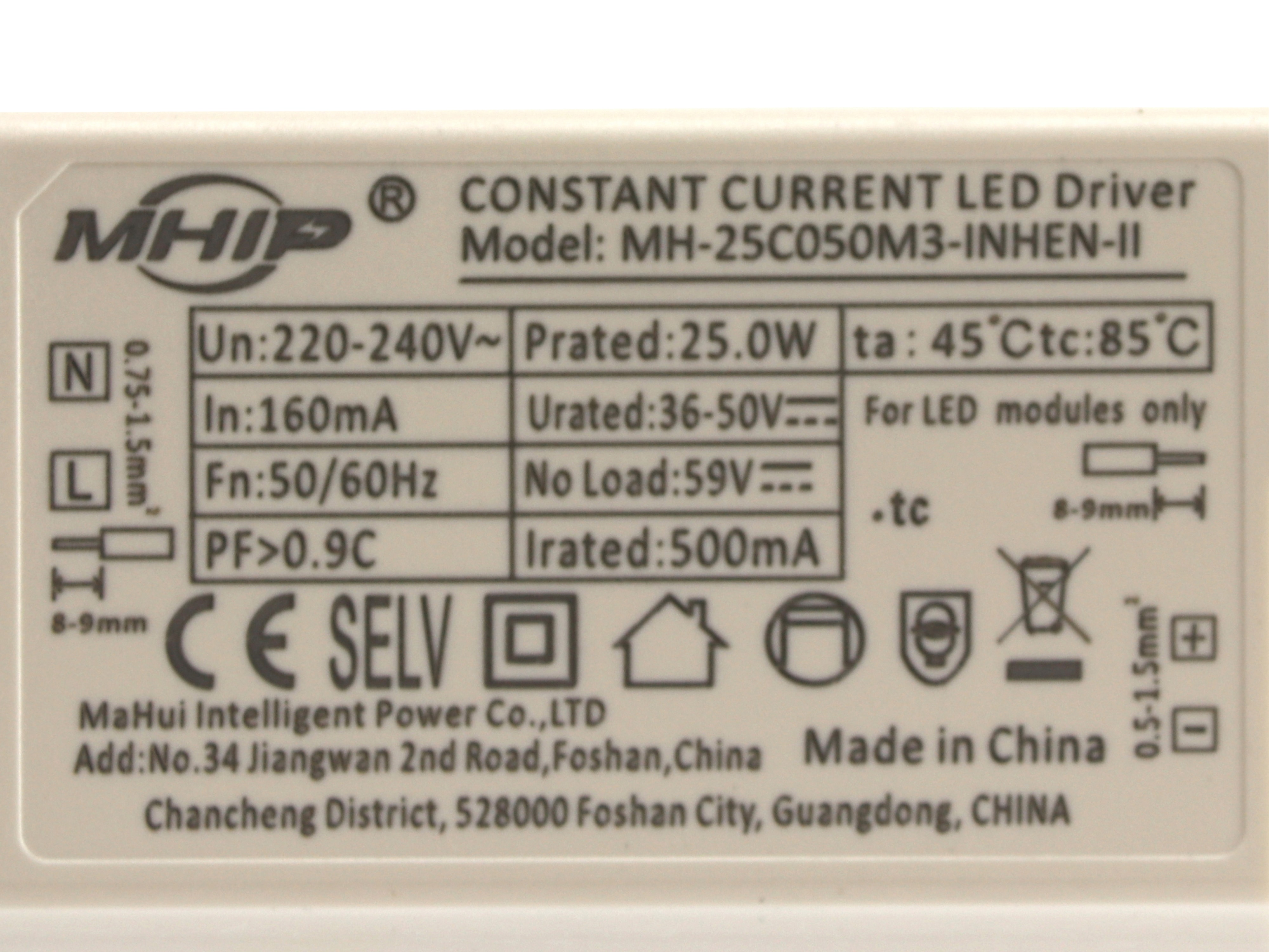 MHIP LED-Schaltnetzteil MH-25C050M3, 25 W