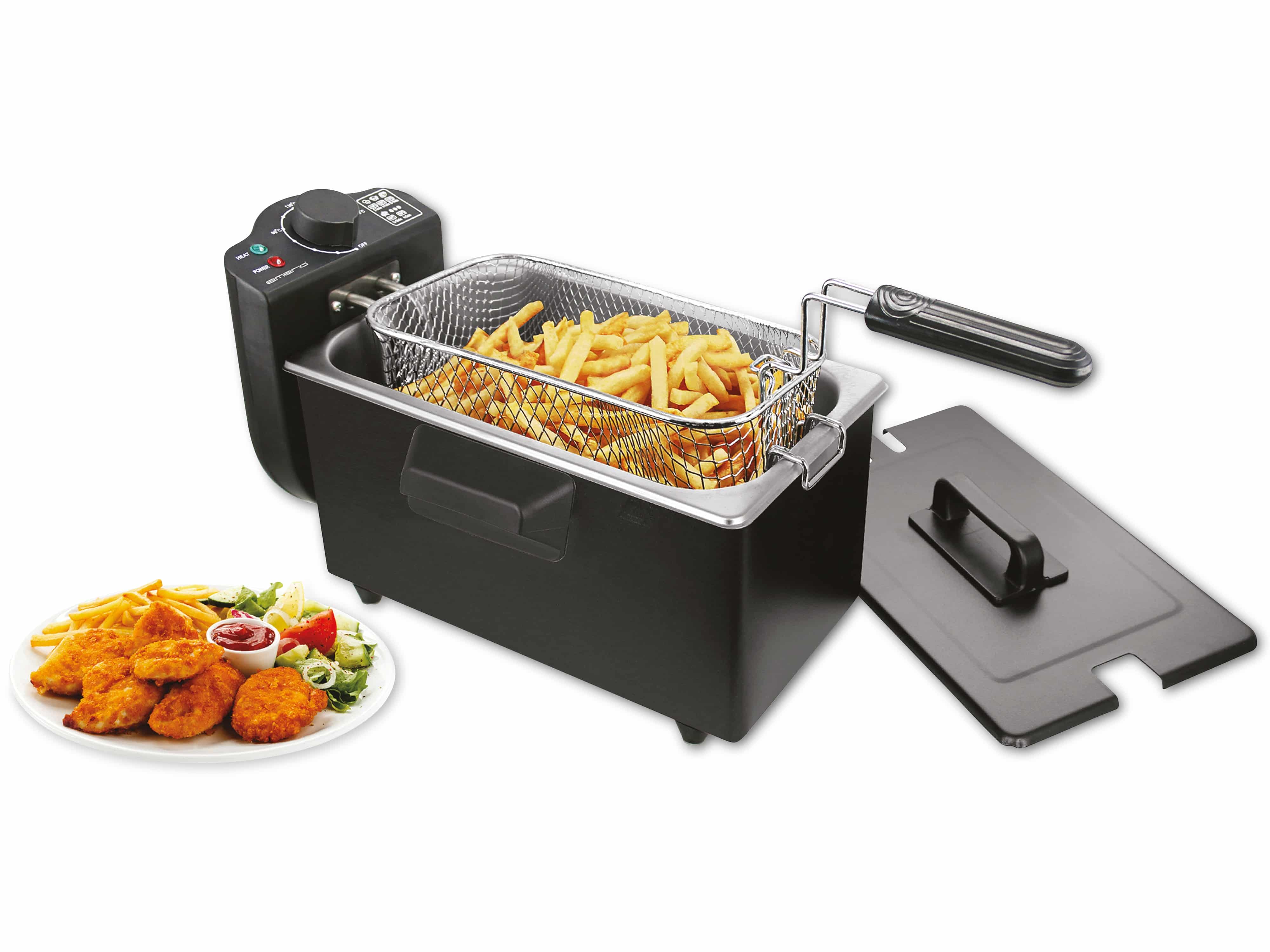 EMERIO Fritteuse DF-120482.2, 3 L, 2000 W, schwarz