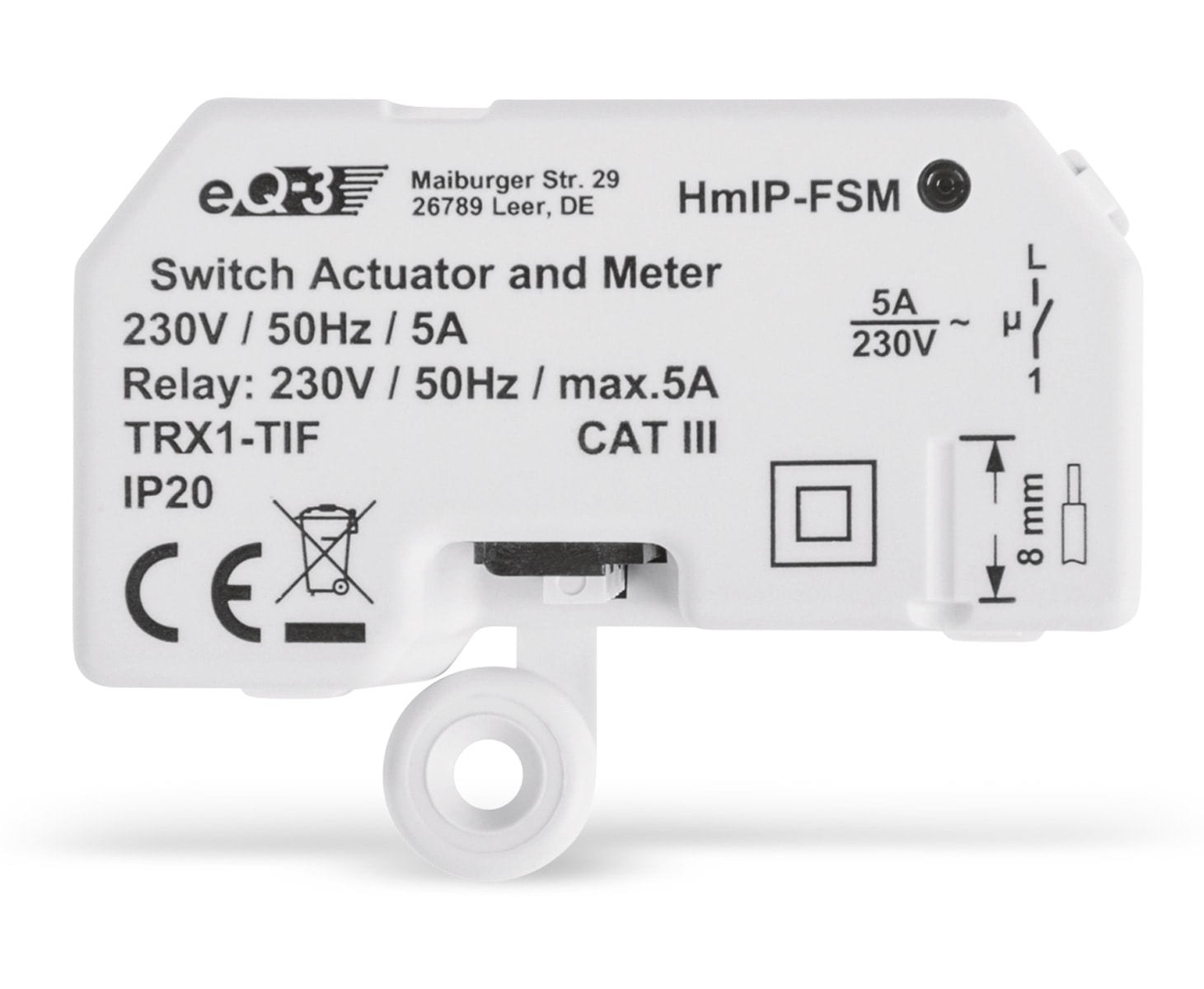 HOMEMATIC IP Smart Home 142721A0 Schalt-Mess-Aktor, 5 A, Unterputz