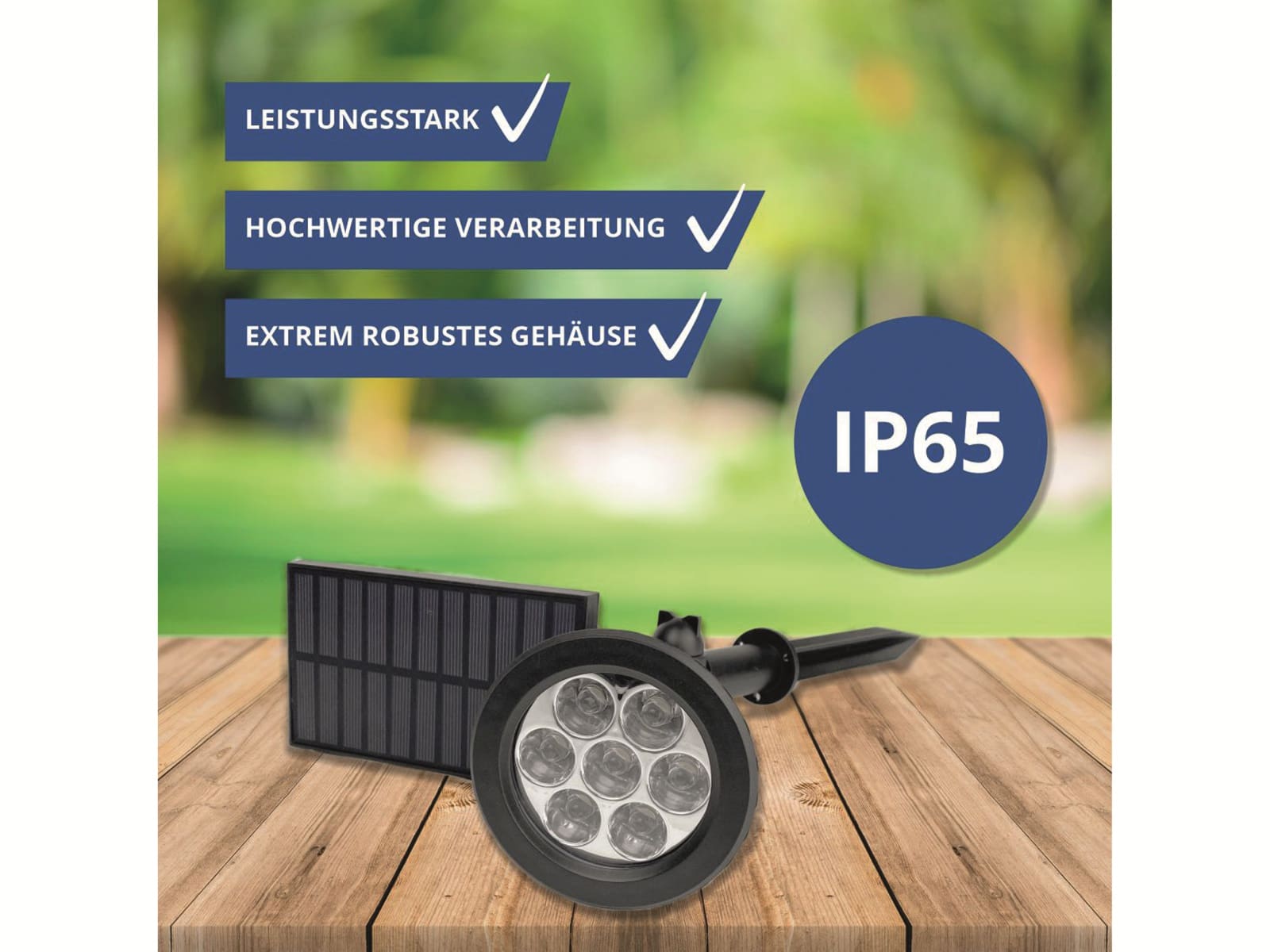 OPTONICA LED-Wegeleuchte 9323 Solar-Gartenspot, 1,5 W, Licht blau, schwarz