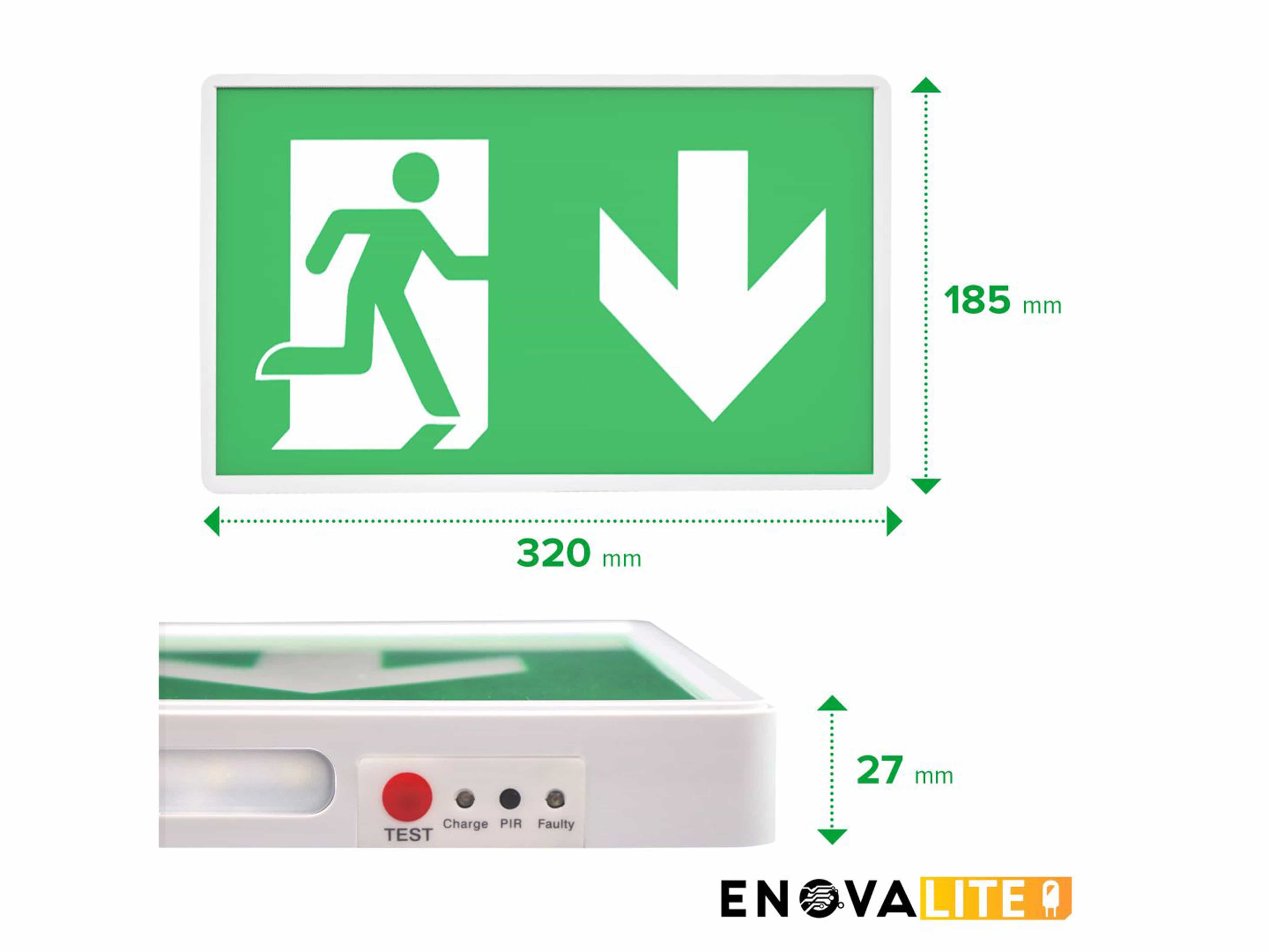 ENOVALITE LED-Fluchtwegleuchte, 200101, inkl. Notstromeinheit, TEST-Funktion