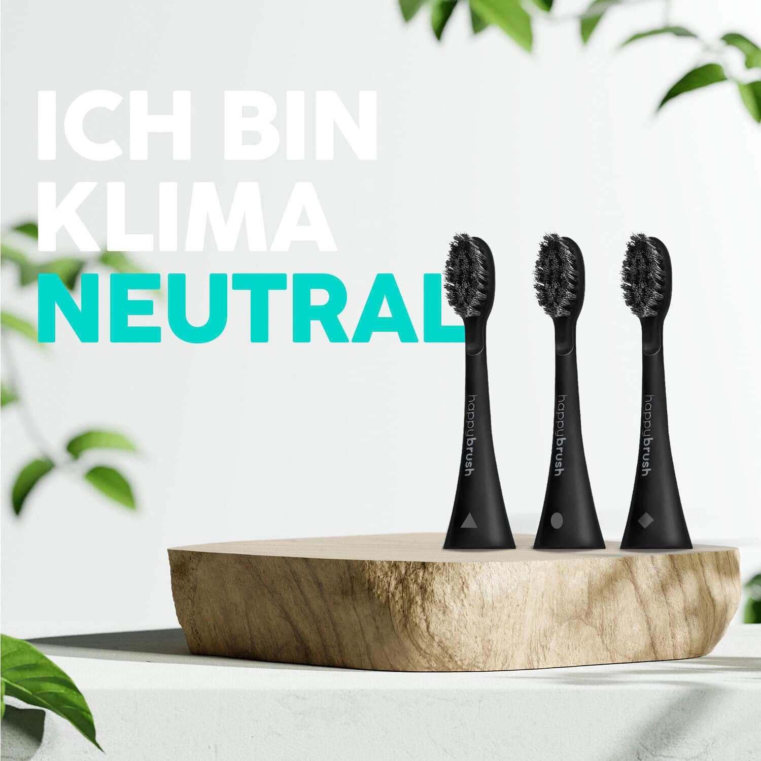 HAPPYBRUSH Ersatz-Aufsteckbürsten Allblack ECO VIBE 3, 3er Set