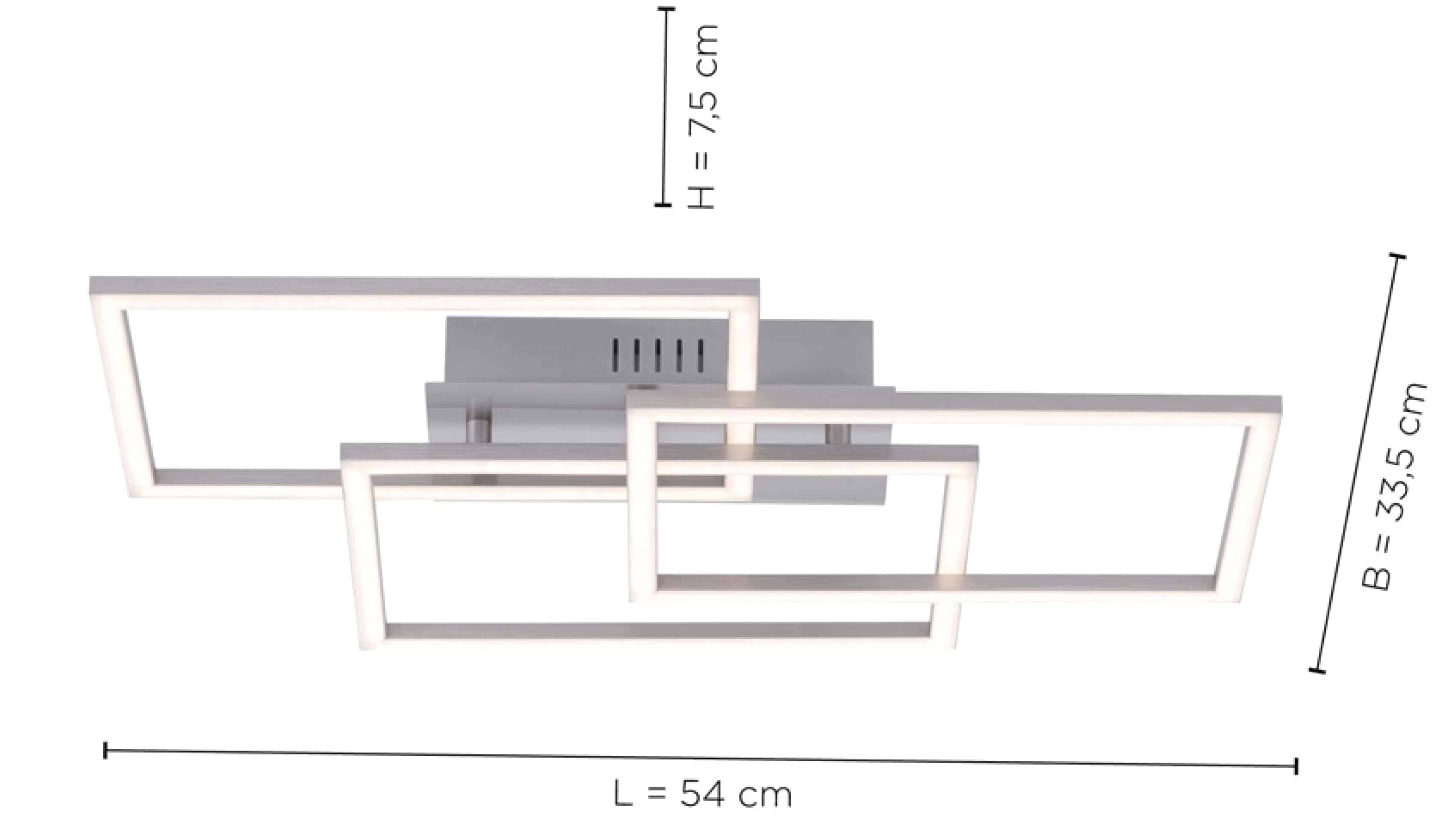 JUST LIGHT LED-Deckenleuchte 14790-55 stahlfarbig, 27 W, 3375 lm, 3000 K, Dimmbar