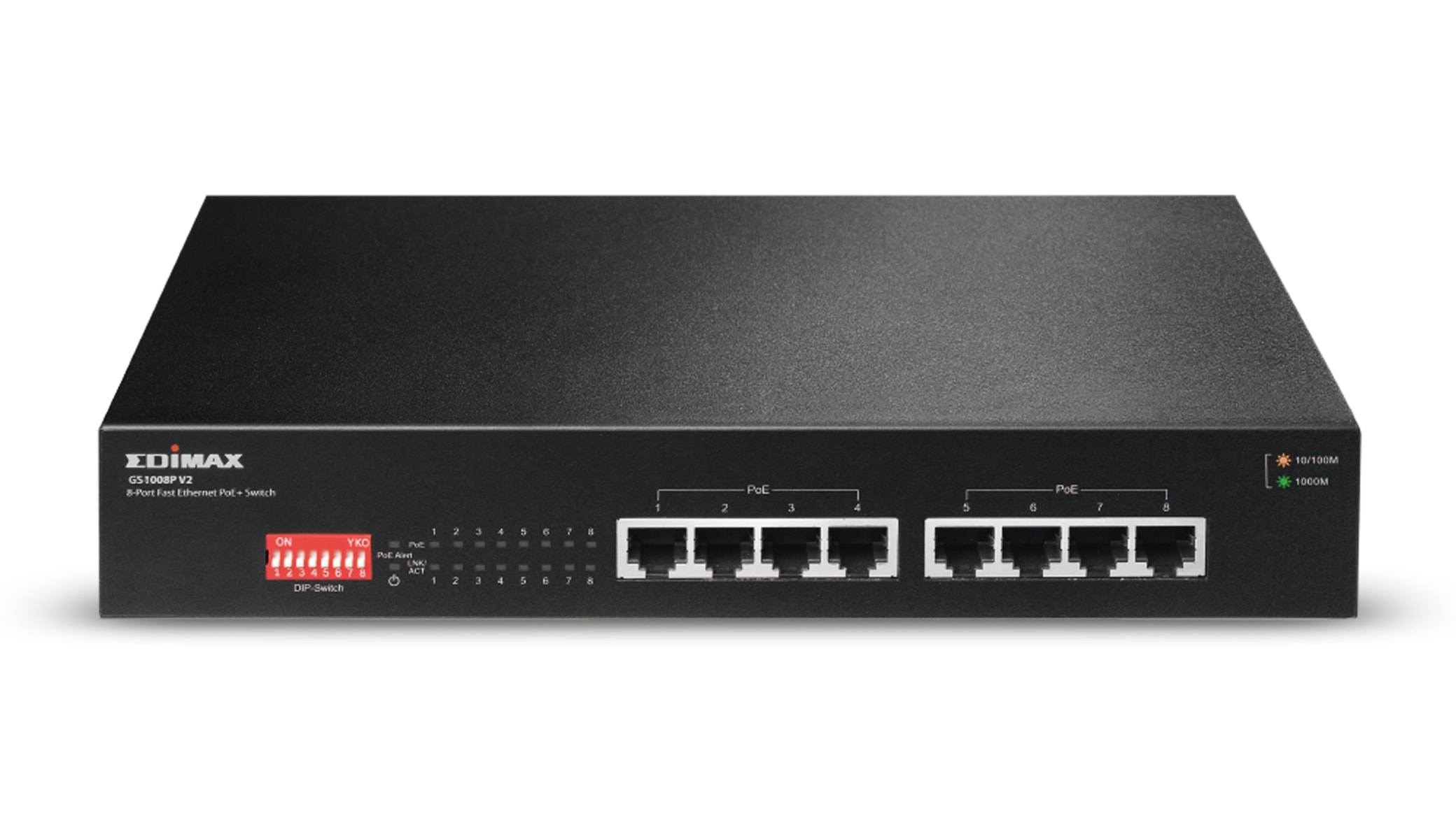 EDIMAX PoE Netzwerk-Switch GS-1008P V2, Gigabit, 8-Port, 130 Watt