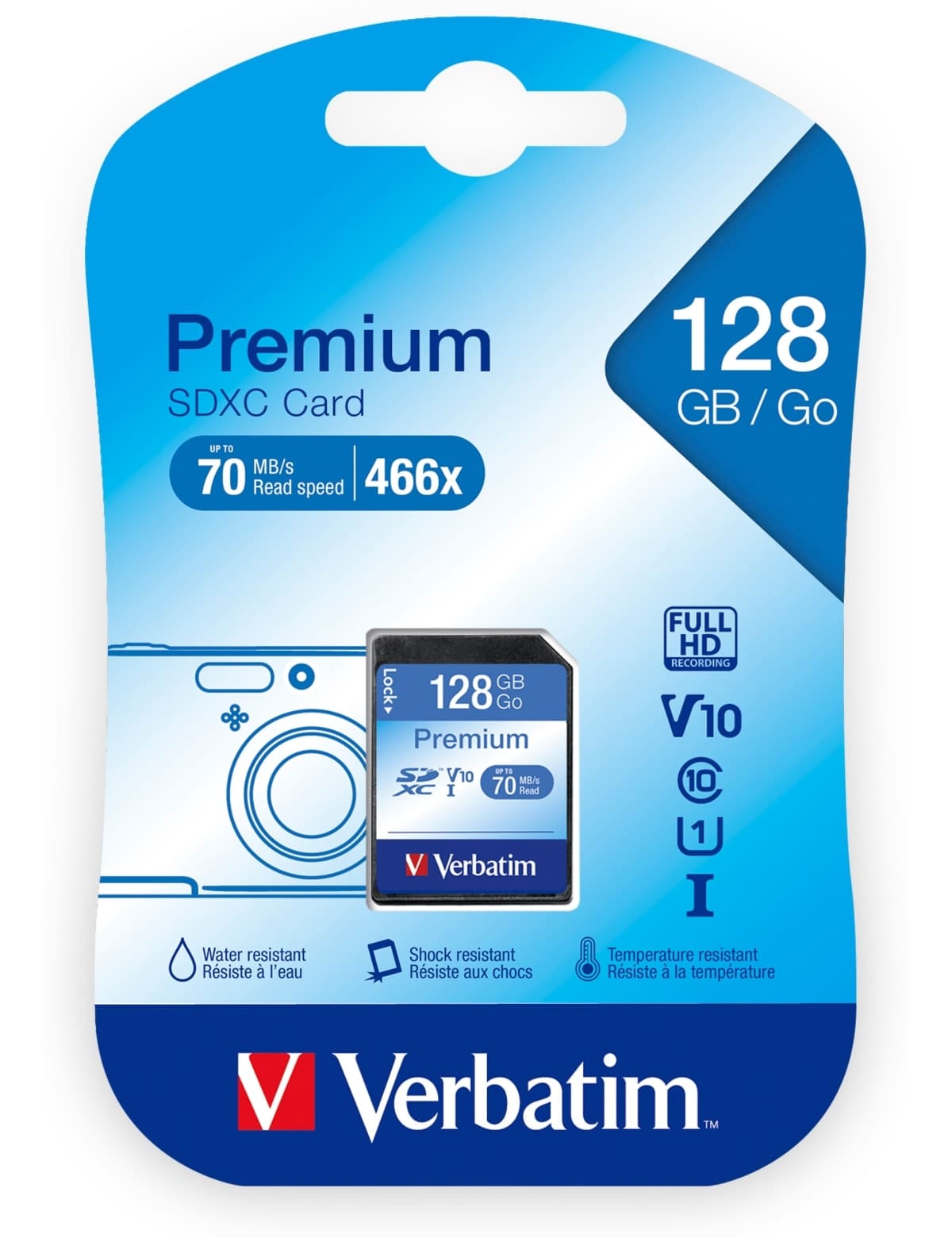 VERBATIM SDXC Card Premium, 128 GB, Class 10