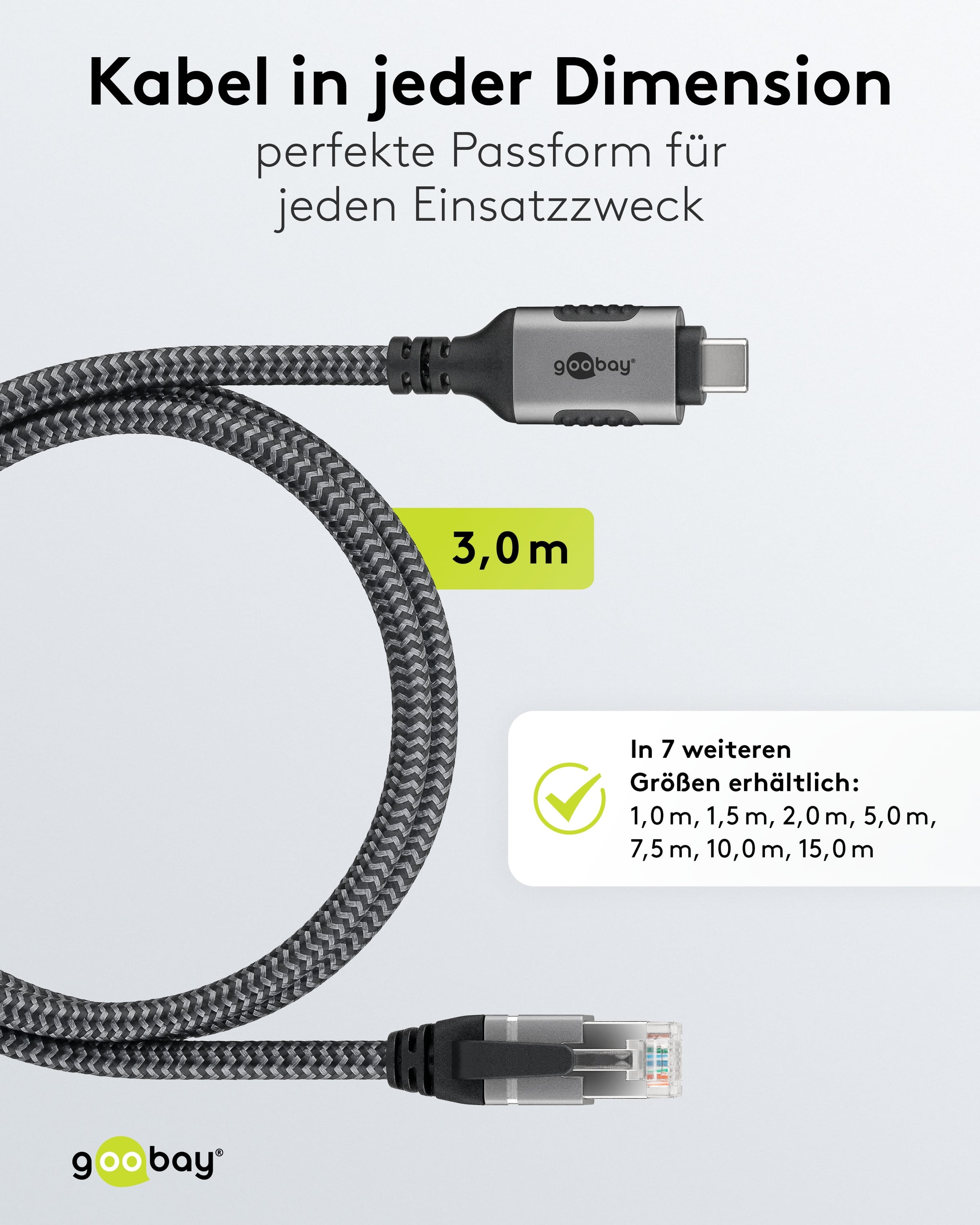 GOOBAY Ethernet-Kabel CAT6 USB-AC 3.1 auf RJ45 3m