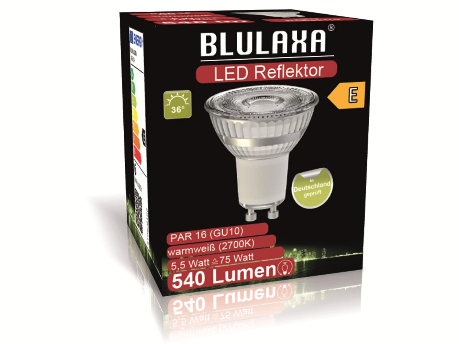 BLULAXA LED-SMD-Lampe, PAR16, GU10, EEK: E, 5,5 W, 540 lm, 2700 K