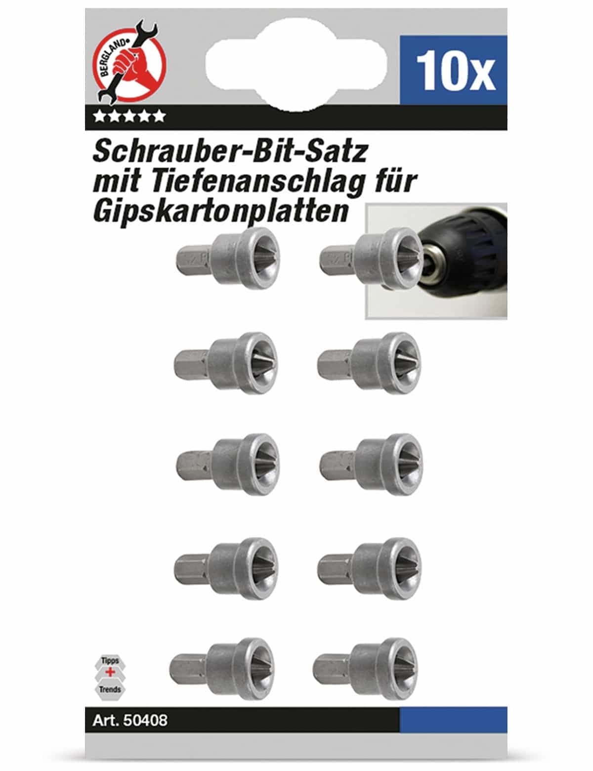 BGS TECHNIC Schrauber-Bit-Satz BGS, mit Tiefenstopp, 10-tlg