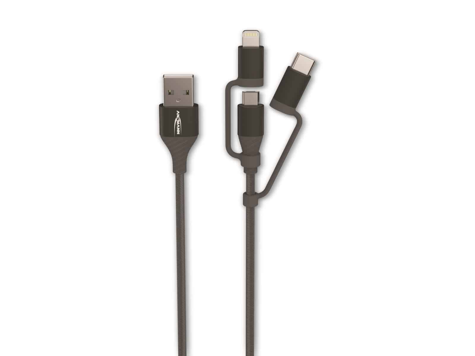 ANSMANN USB 3in1 Daten-/Ladekabel, 120 cm