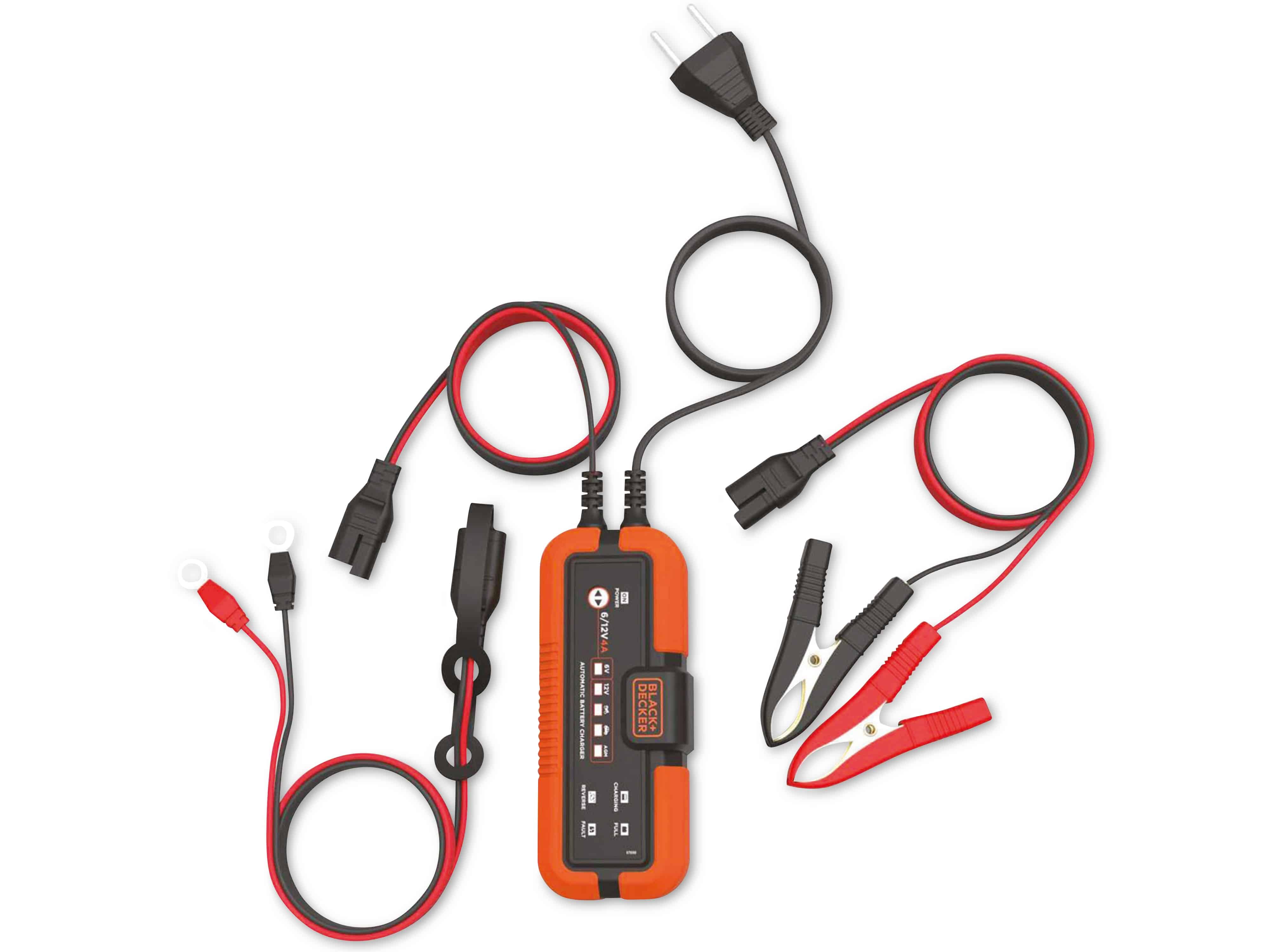 BLACK & DECKER Batterie-Ladegerät, 6V + 12 V, 4 A, für Blei-Akkus, IP65