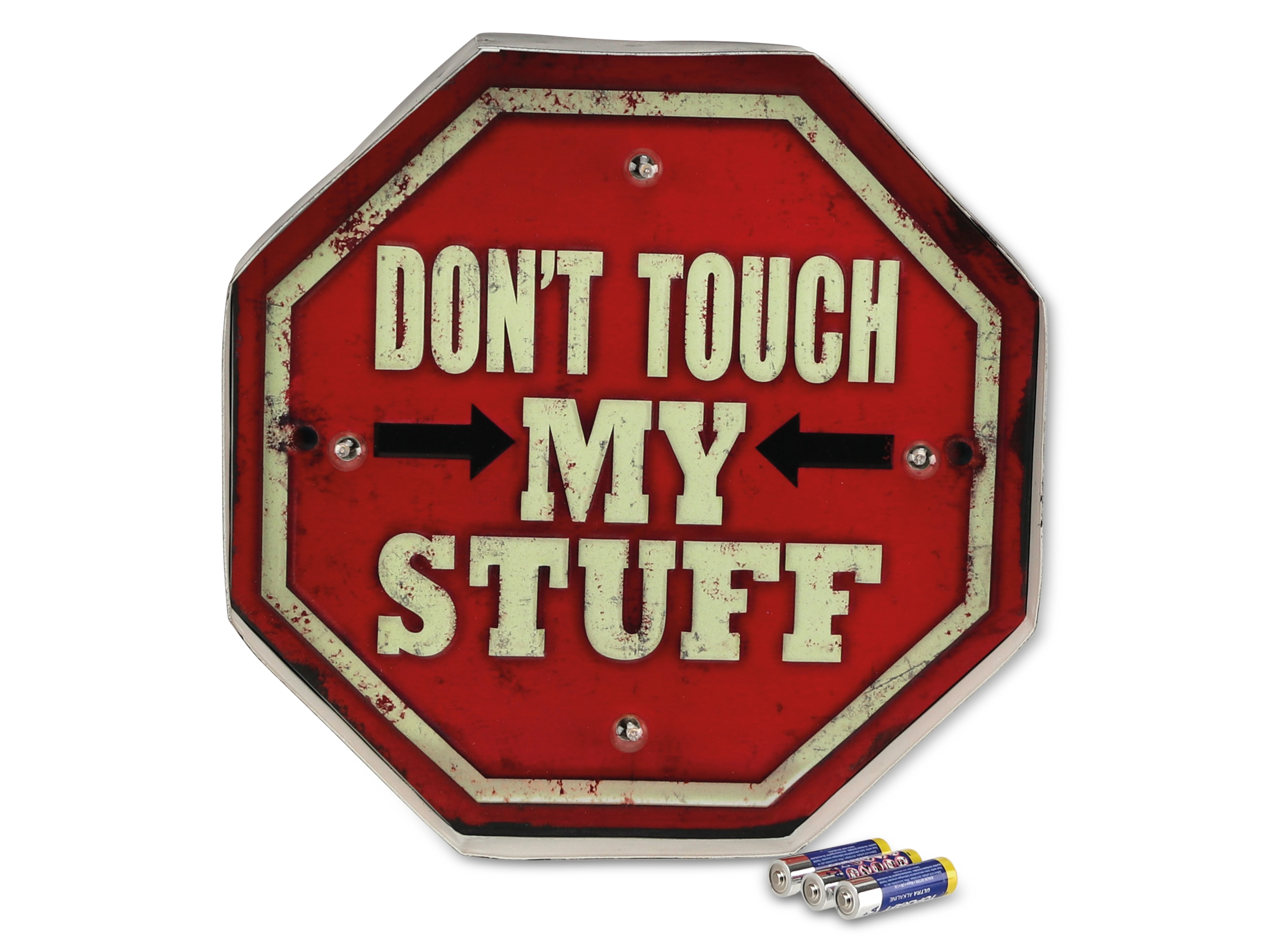 LED-Retroschild, "DON´T TOUCH MY STUFF"