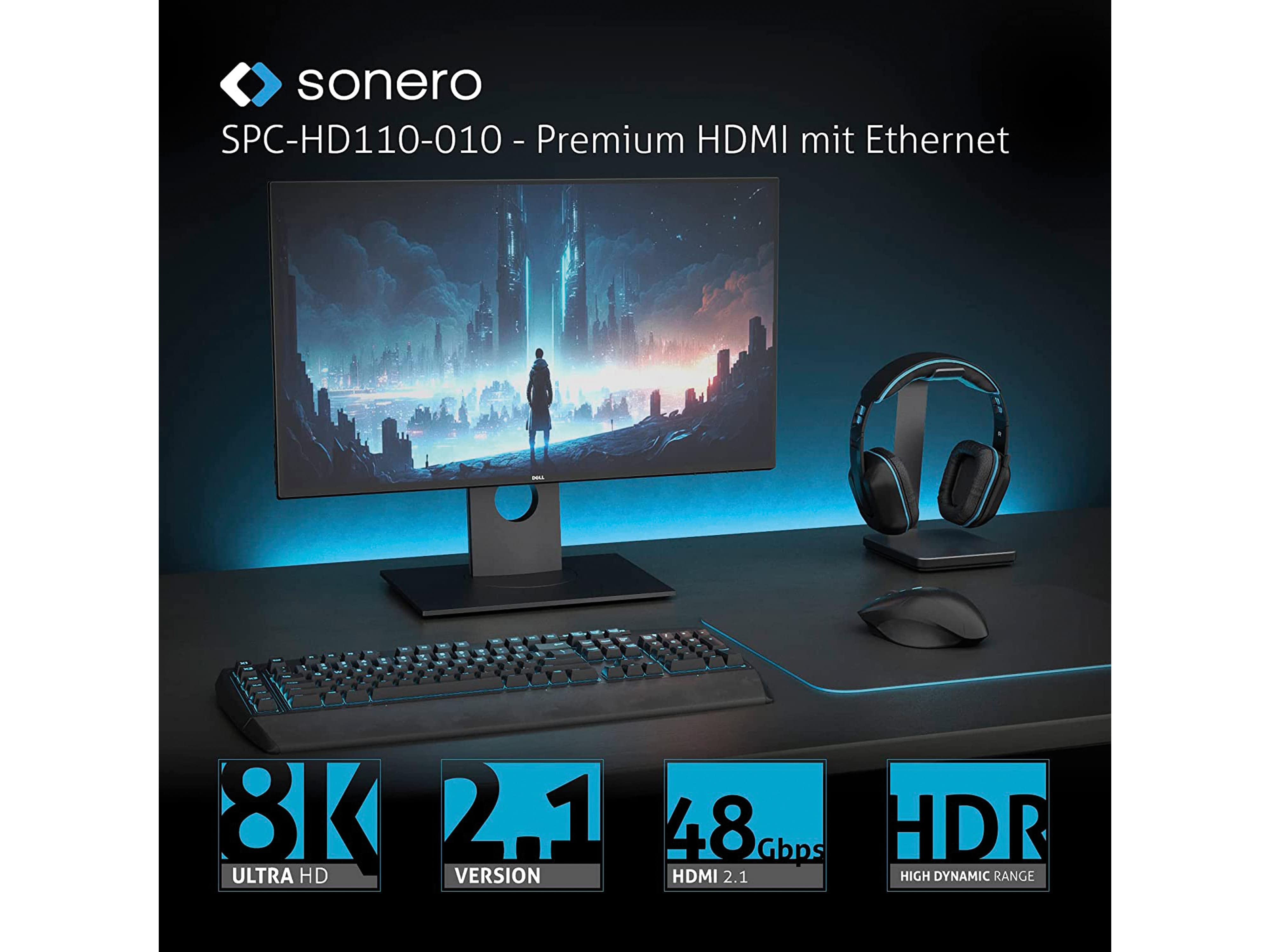 SONERO HDMI-Kabel, 8K60, grau/blau, 3 m