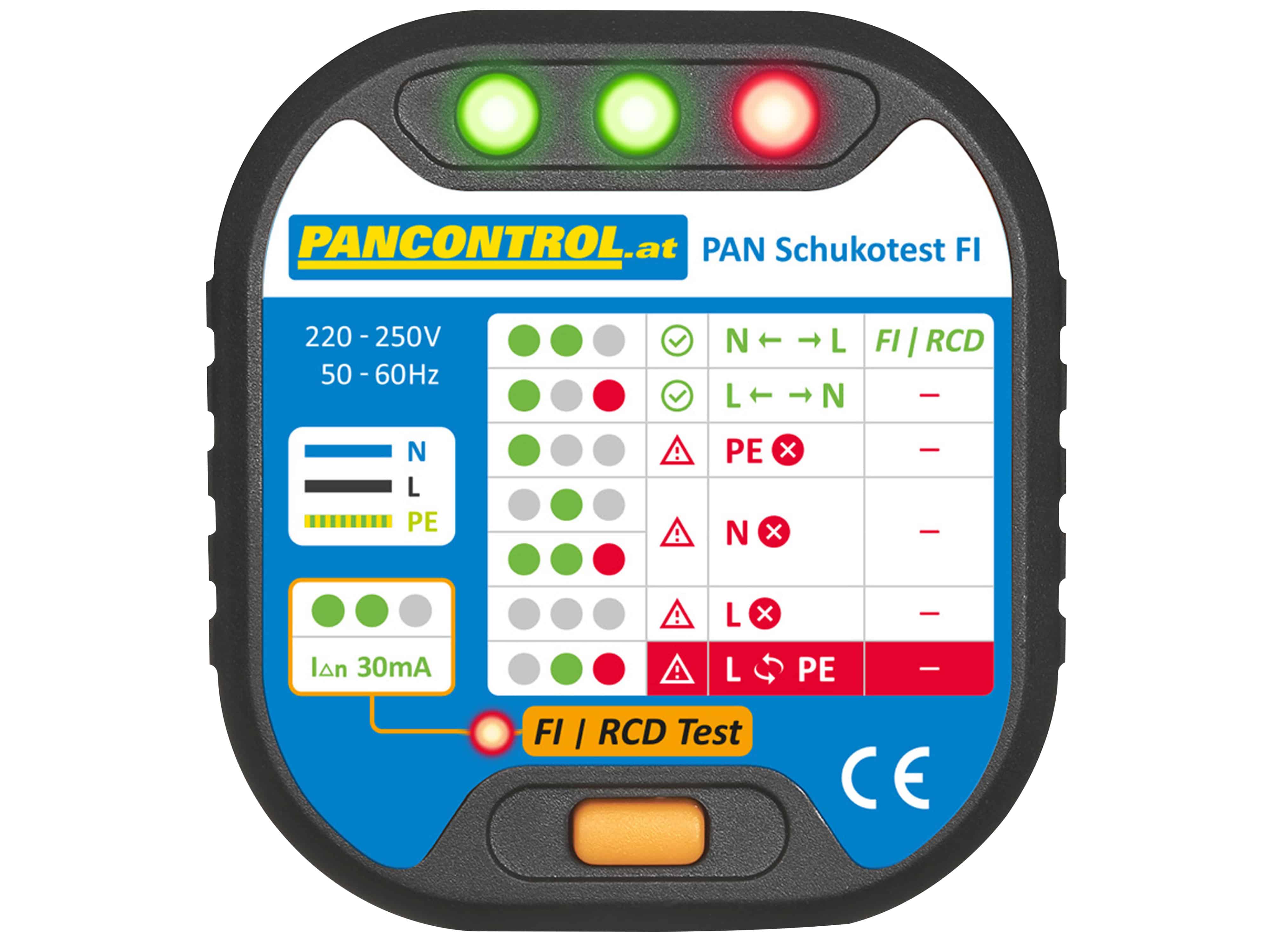 PANCONTROL PAN Steckdosen-Prüfer + FI-Tester 