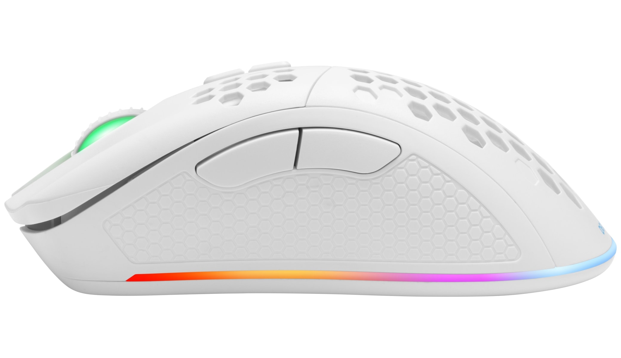 DELTACO GAMING Gaming Maus ultraleicht, wireless mit RGB, weiß