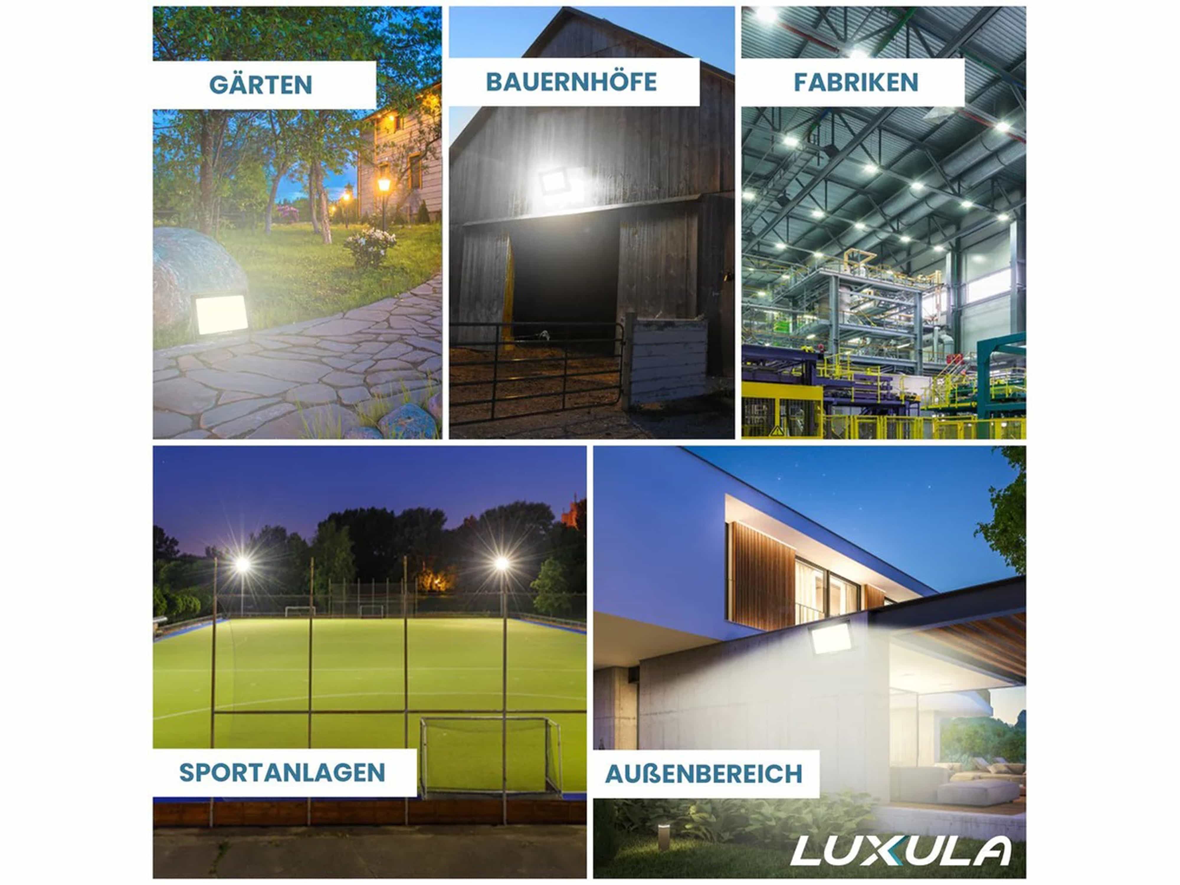 LUXULA LED-Fluter, EEK: F, 50W, 5000lm, CCT, schwarz