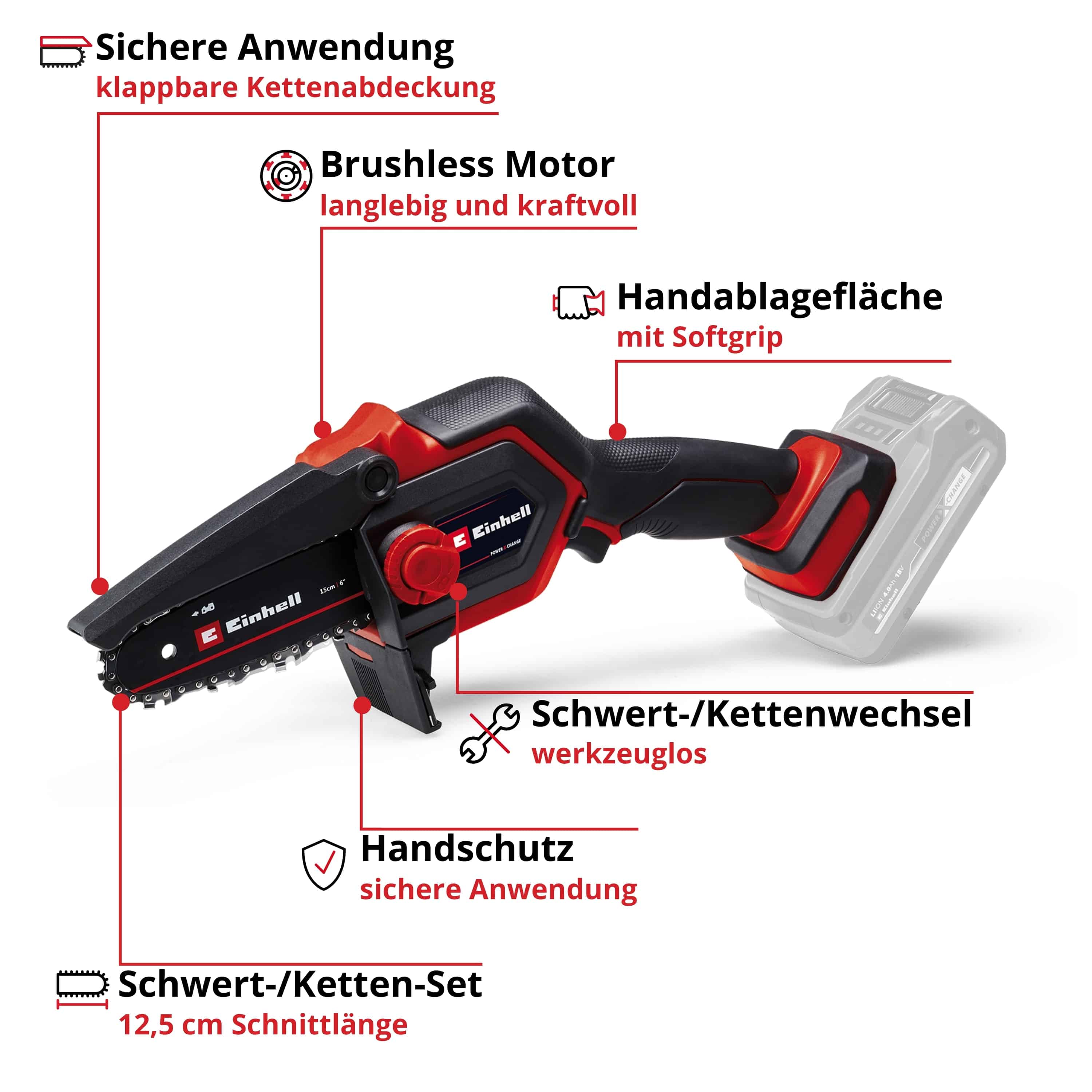 EINHELL Akku-Astkettensäge GE-PS 18/15 Li BL Kit (1x 4,0 Ah)