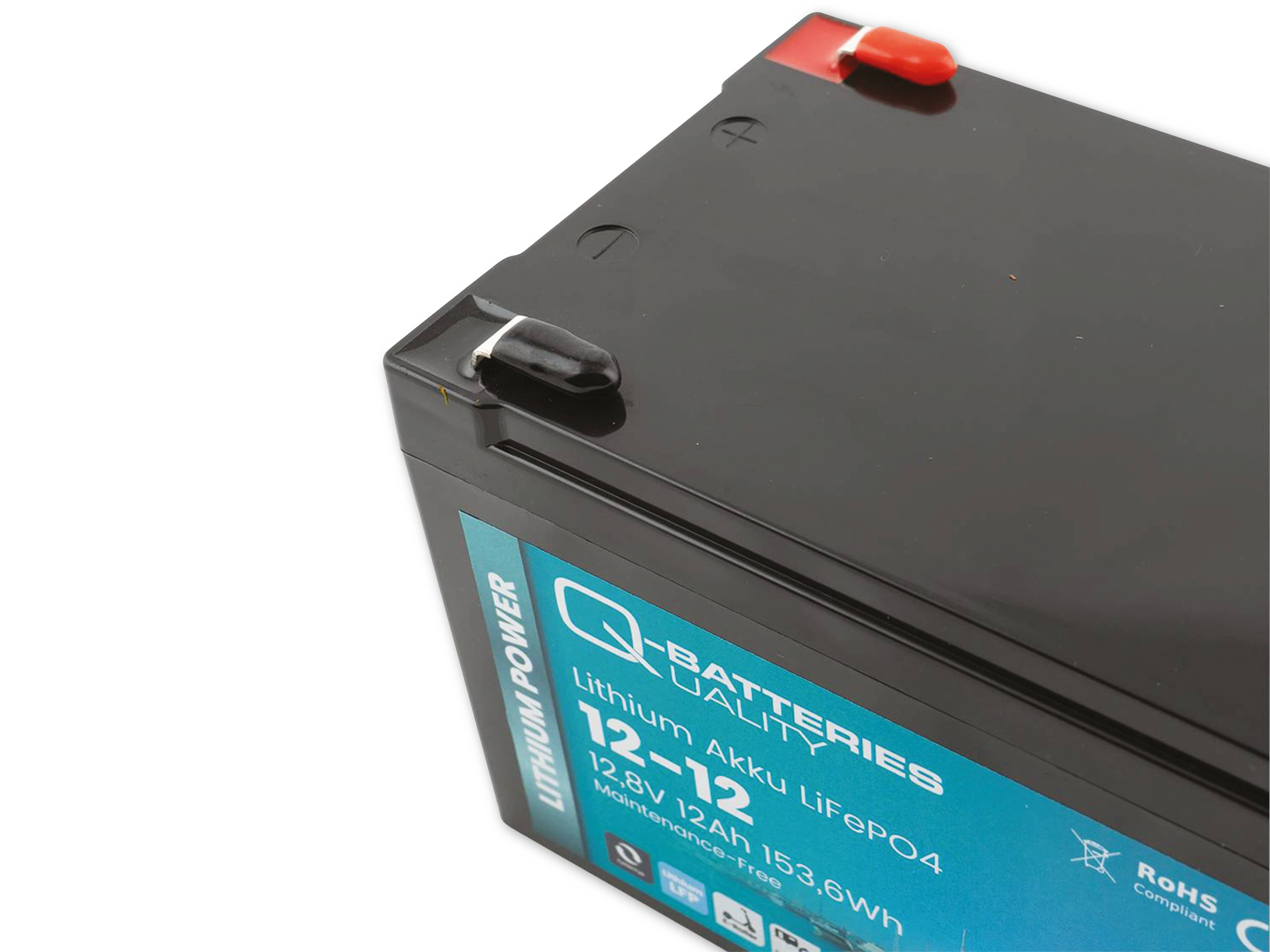 Q-BATTERIES Lithium Akku 12-12 12,8V, 12Ah, 153,6Wh LiFePO4 Batterie