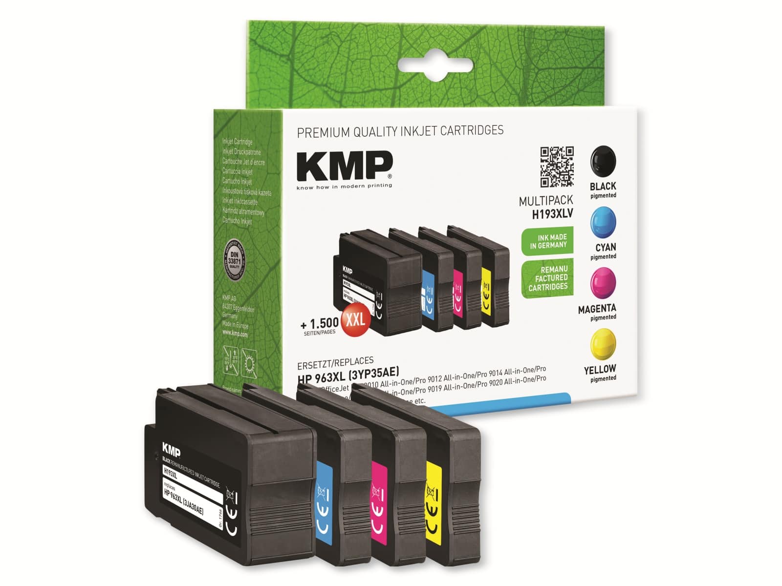 KMP Tintenpatrone H193XV, Multipack, für HP OfficeJet