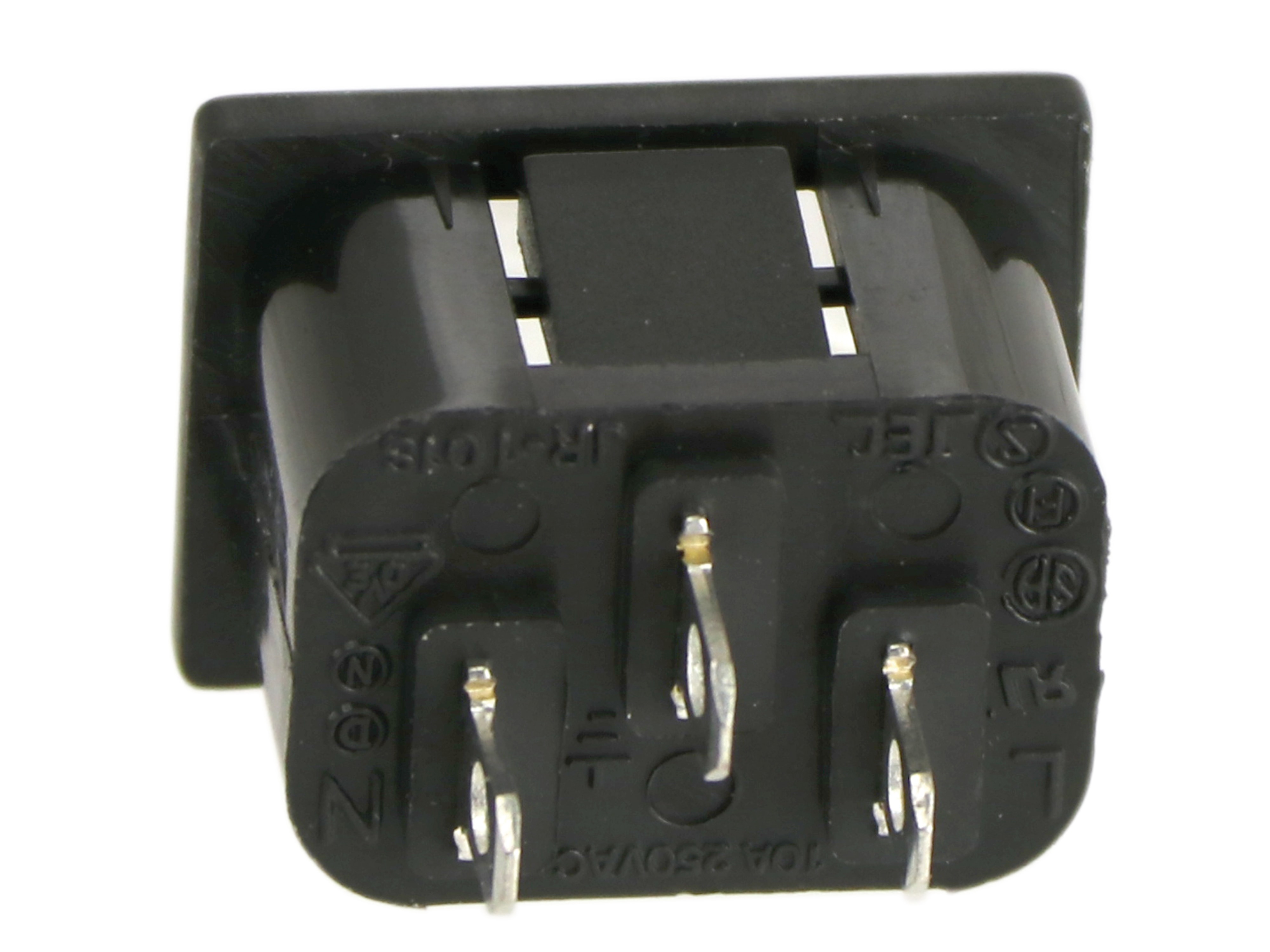 Kaltgeräte-Einbaustecker JR-101S, schwarz