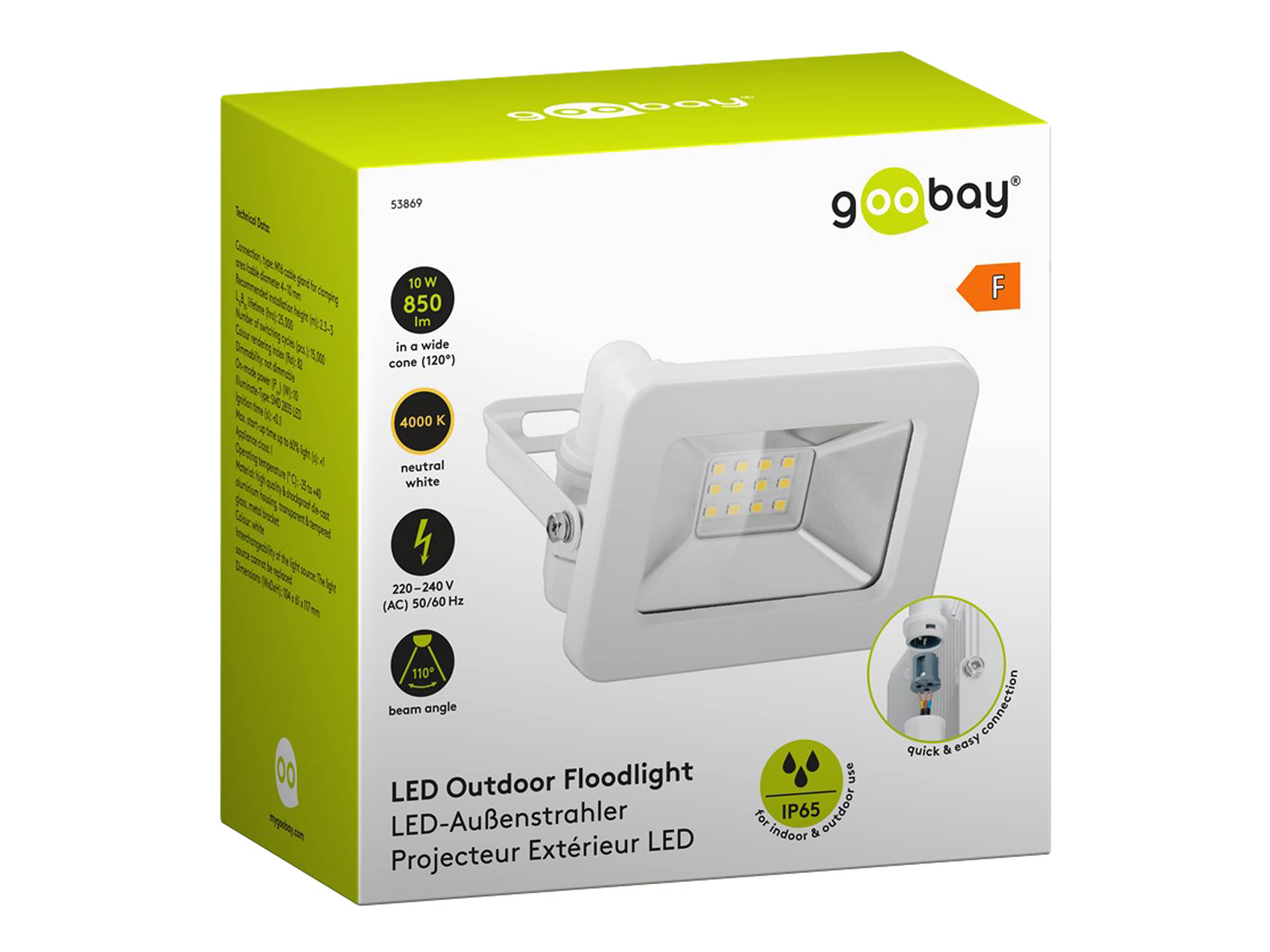 GOOBAY LED-Fluter, 10W, 850lm, 4000K, weiß