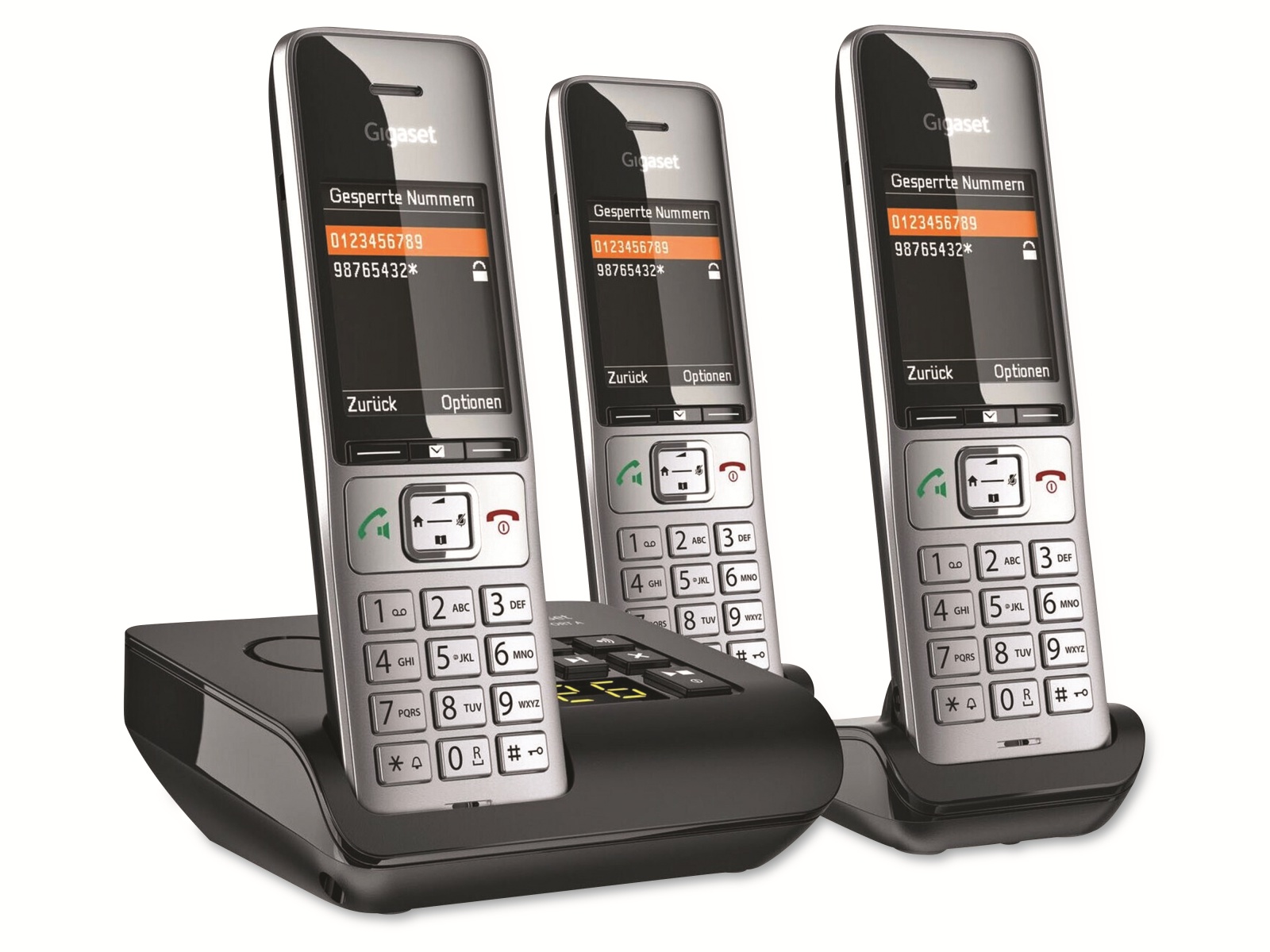 GIGASET Telefon Comfort 500A, trio, silber-schwarz