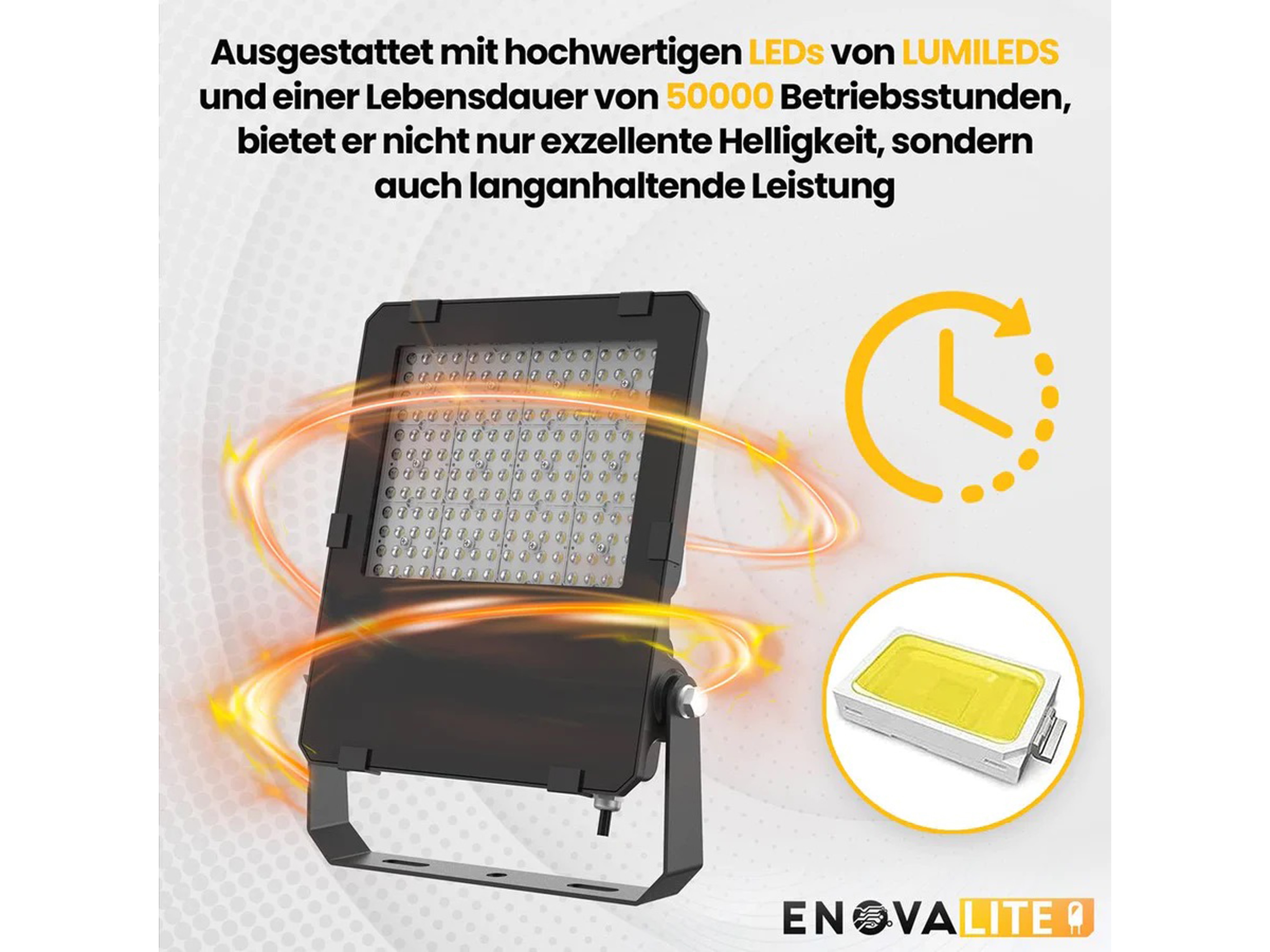 ENOVALITE LED-Fluter PRO, EEK: D, 100W, 13000lm, 4000K, schwarz